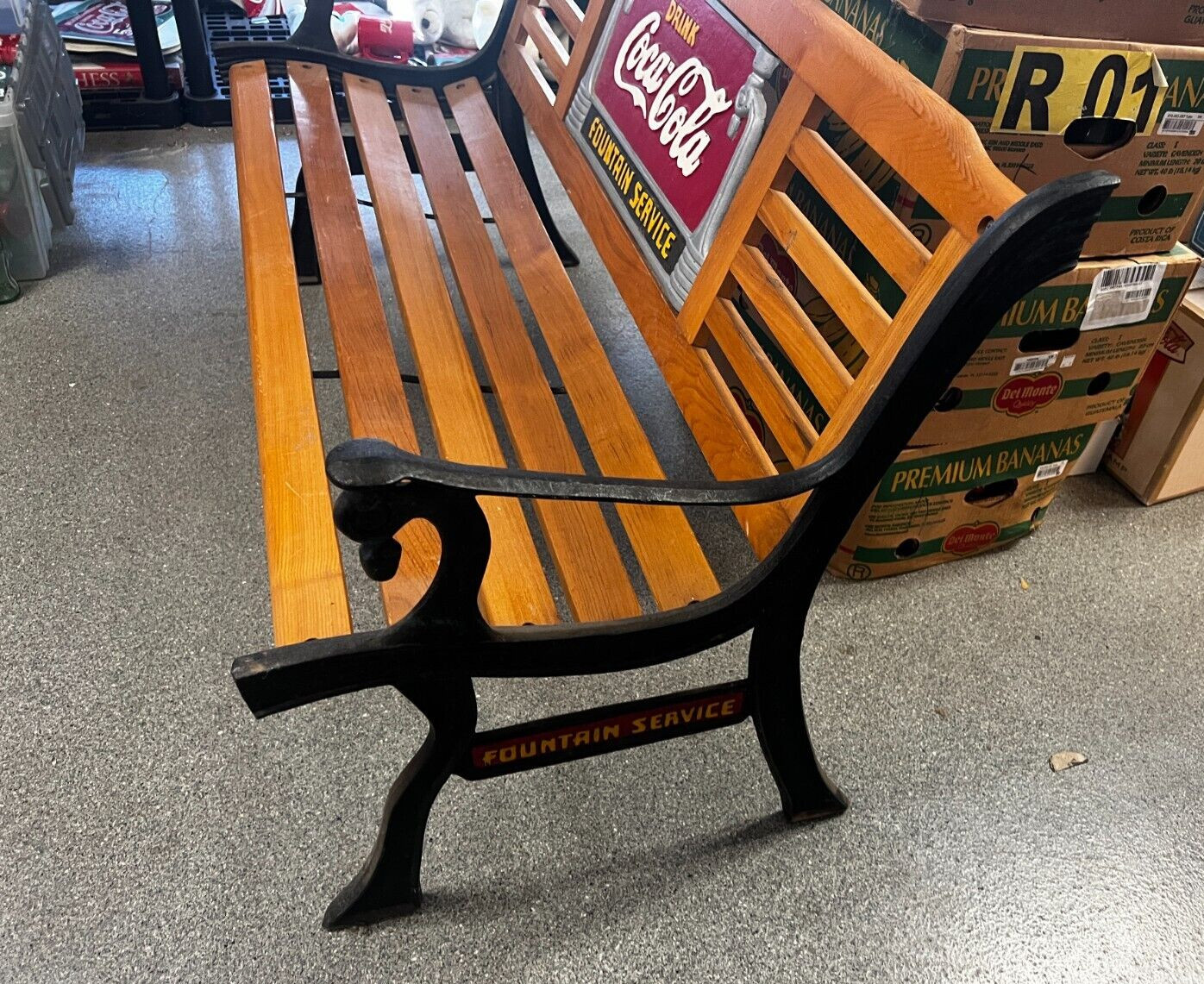 Vintage Coca-Cola Fountain Service Cast Iron Park Bench RESTORED! PU ONLY