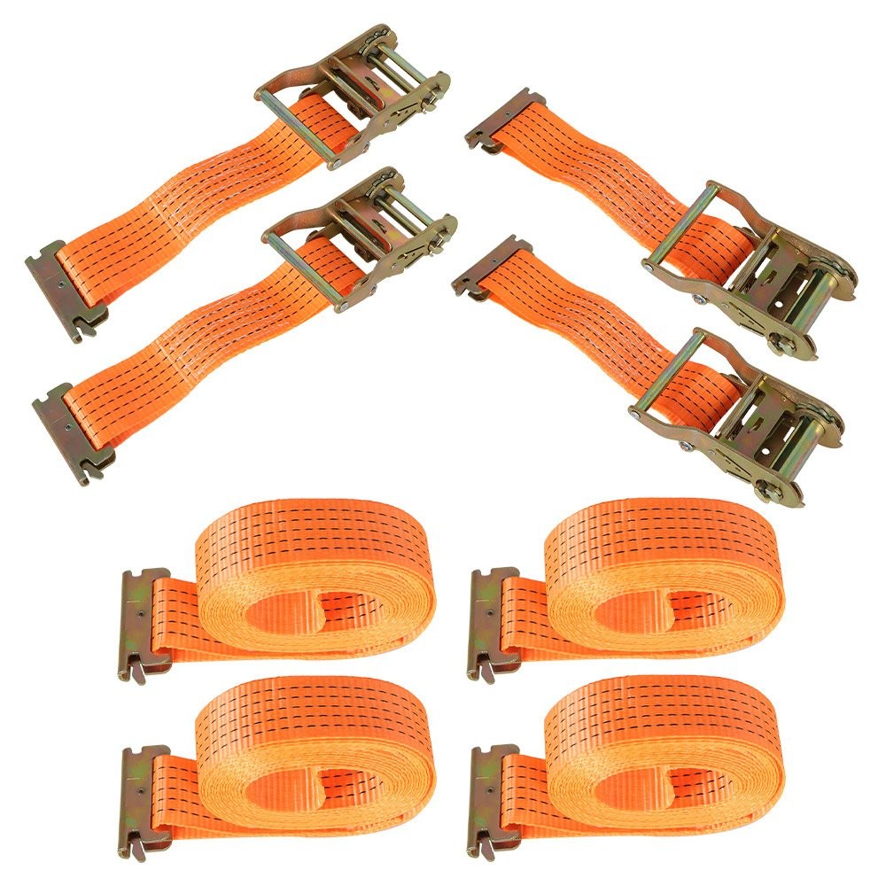 4 Pack 2"×20' E-Track Ratchet Tie Straps Trailer Orange 4400lbs Tie Down Straps