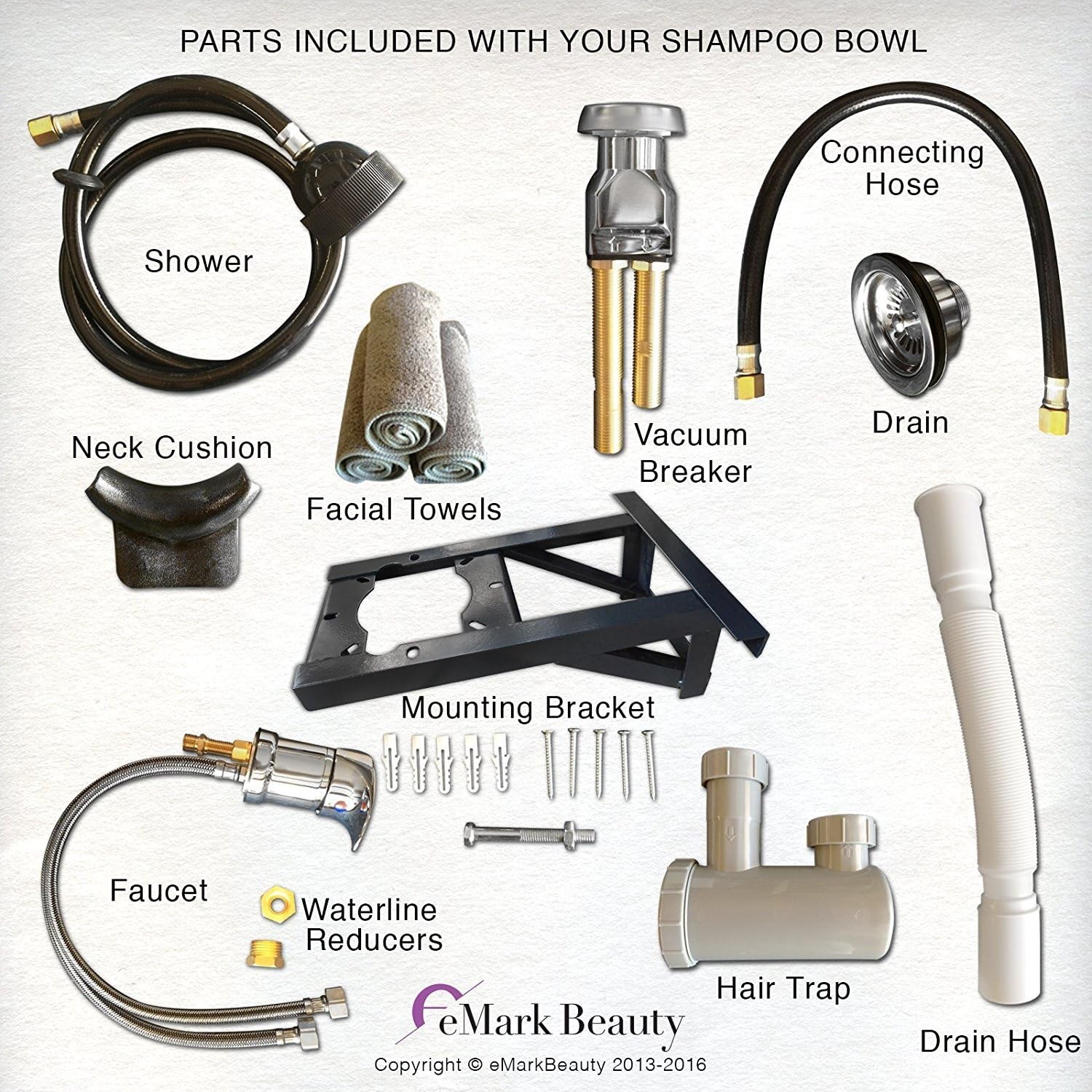 White Square Ceramic Wall Mounted Shampoo Bowl - Modern Clean Salon Sink