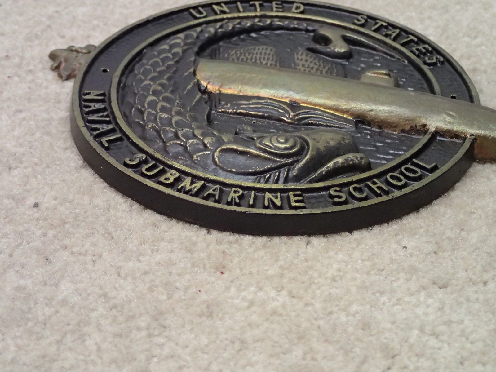 Vintage US Navy Naval Submarine School Brass Plaque