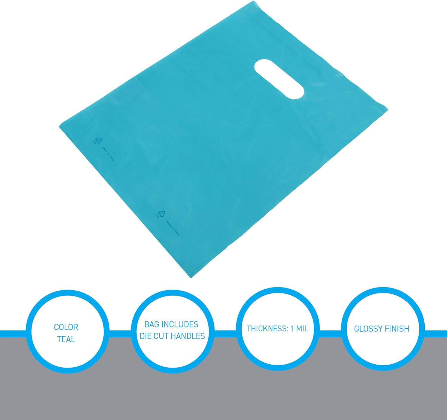 Plastic Bags 1000 Blue Shopping Merchandise Die Cut Handles 9 x 12" Diecut