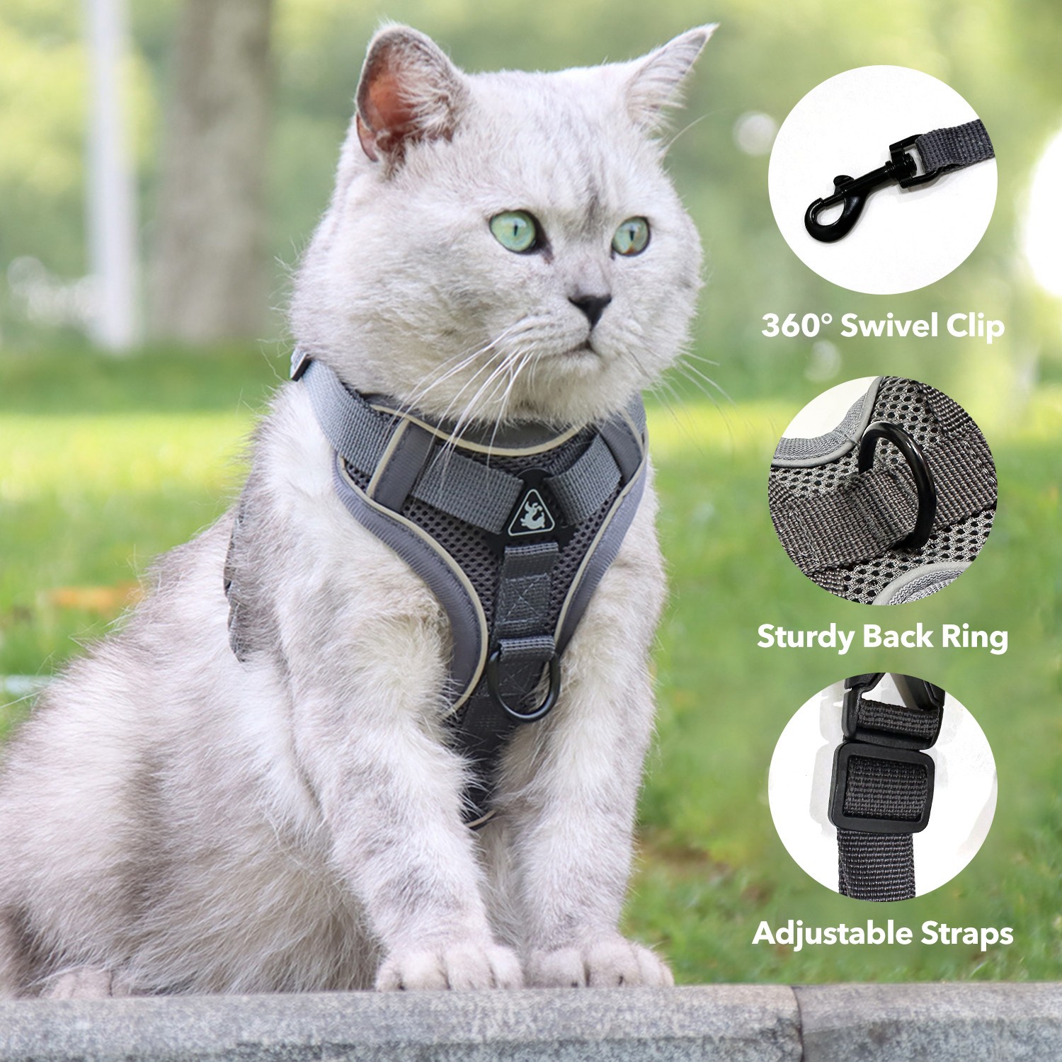 HBN Cat Harness & Leash Set for Walking, Escape Proof Soft Adjustable Vest Har