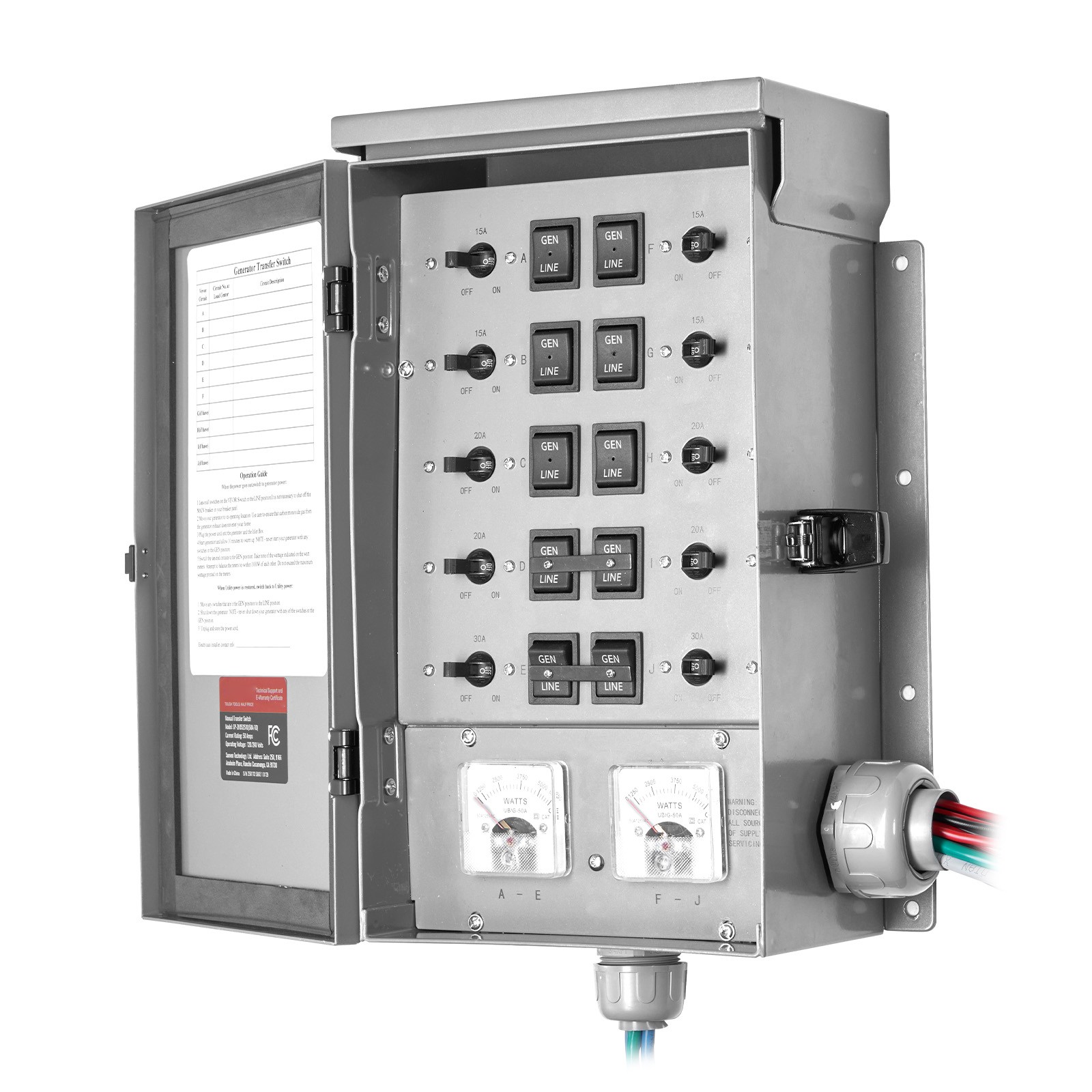 Manual Transfer Switch 50A Generator Transfer Switch Kit NEMA 3R 12500W 120/240V