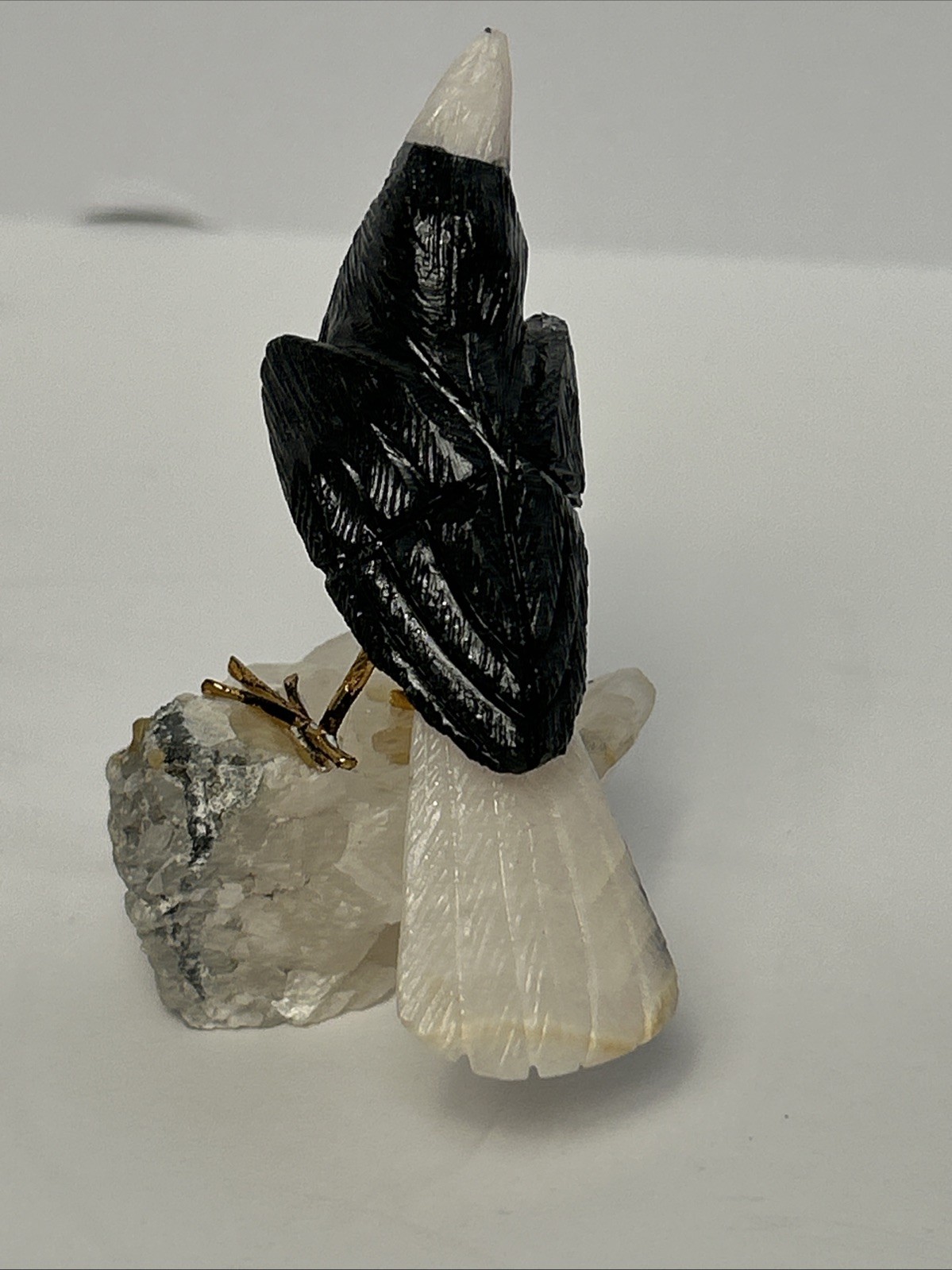 Carved Stone Birds on Quartz (4) Different Species Colorful Unique Different