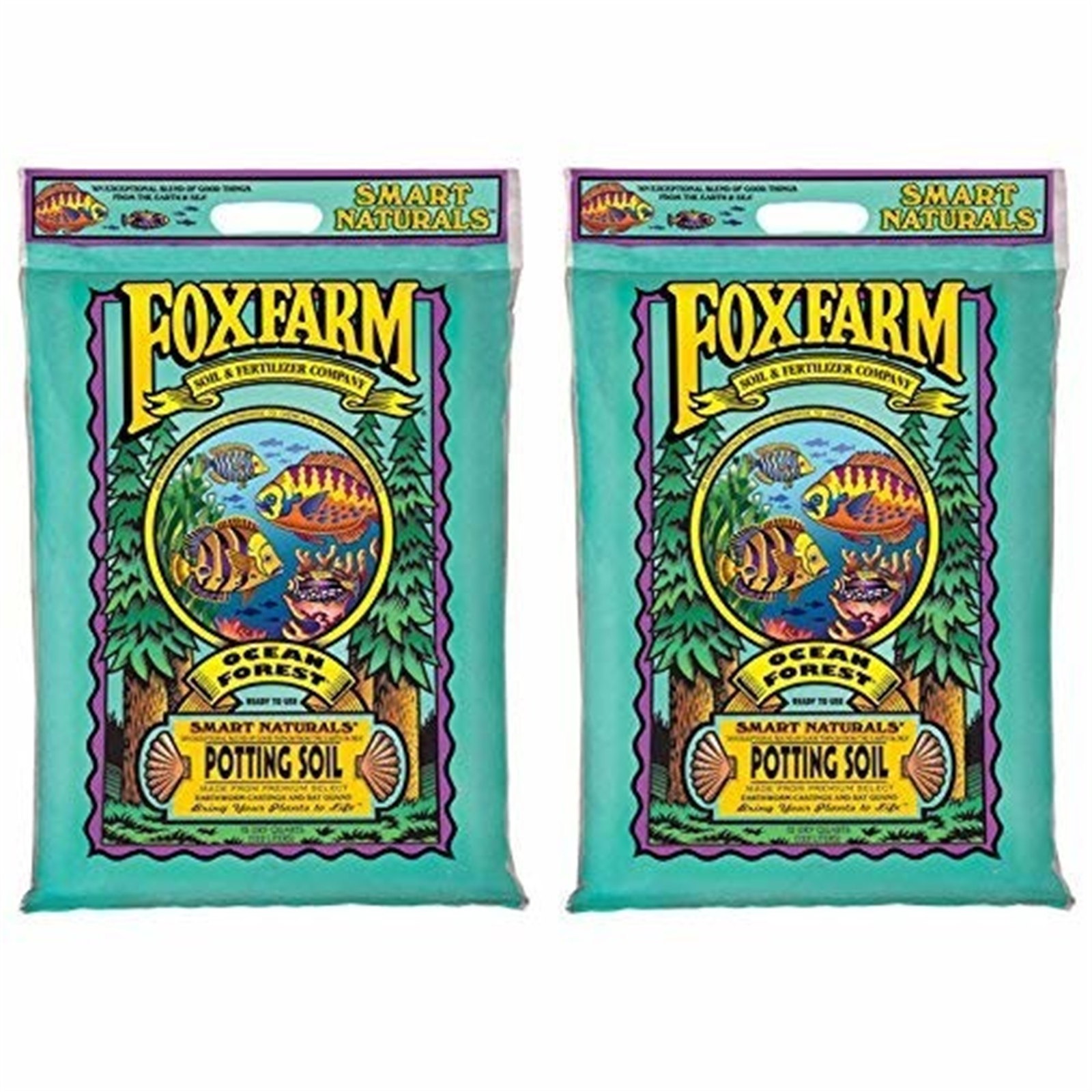 FoxFarm Ocean Forest Potting Soil to Retain Excess Moisture, 12qt (2 Pack)