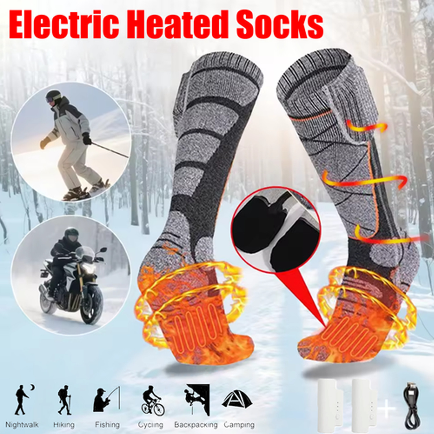 Electric Heated Gloves Rechargeable Battery / Electric USB Heated Socks USA