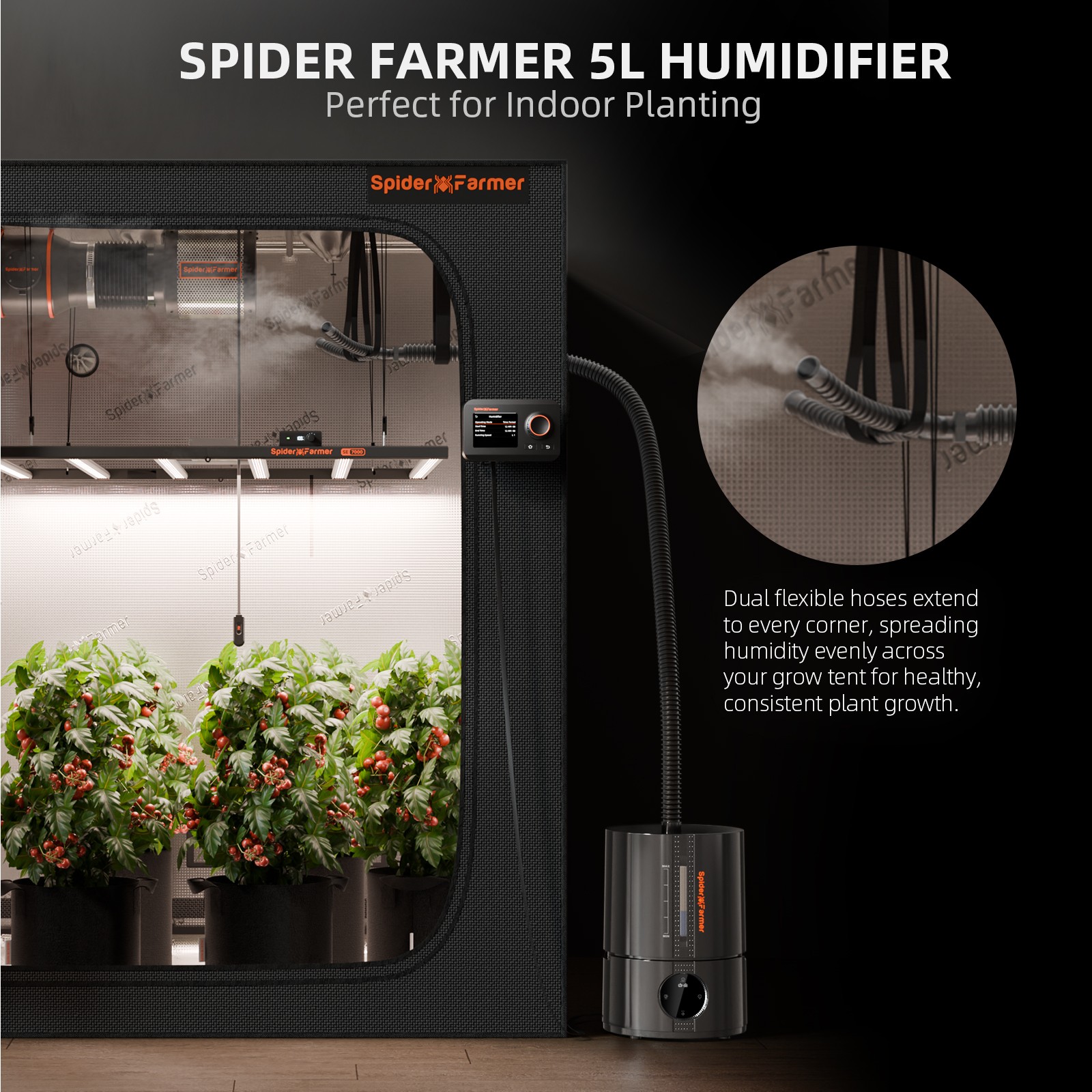 Spider Farmer 5L Air Humidifier Ultrasonic Cool Mist Humidifier with RJ12 Cable