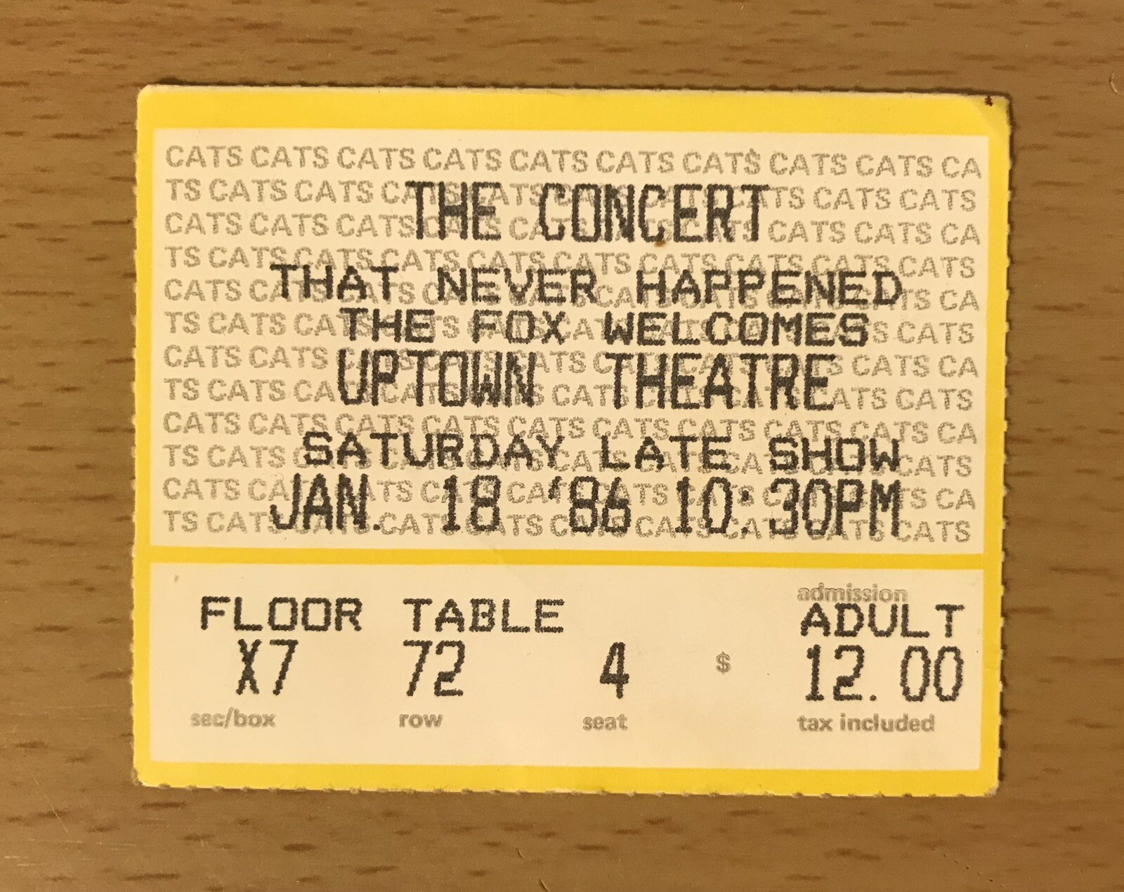 1986 THE BACK DOORS TRIBUTE CONCERT THAT NEVER HAPPENED KANSAS CITY TICKET STUB