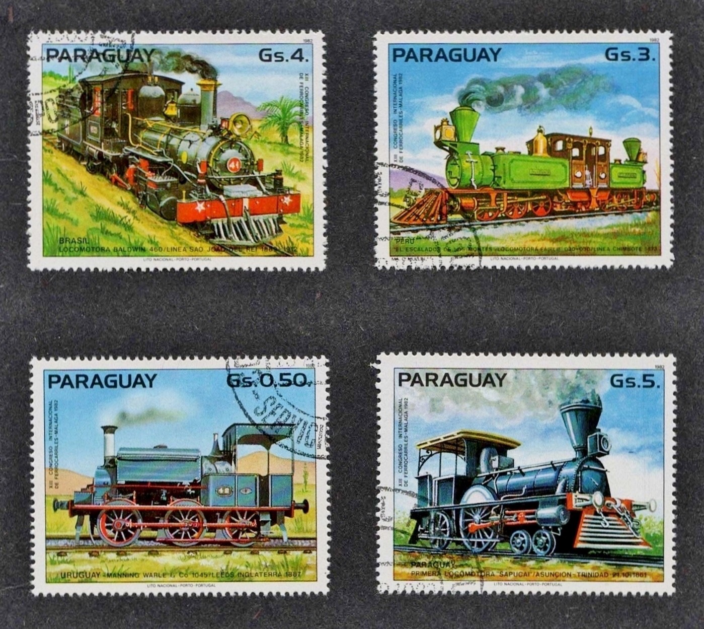 Paraguay 1983 Sc#2066 - Train Locomotives Set of 5 Stamps Used XF