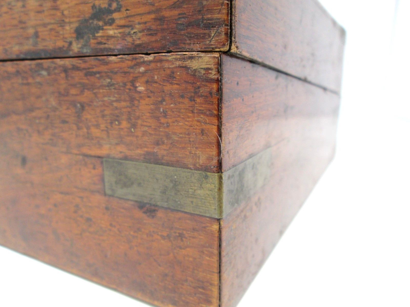 Vintage Wood Box Metal Corners Portable Writing Lap Desk Arts Crafts Wooden