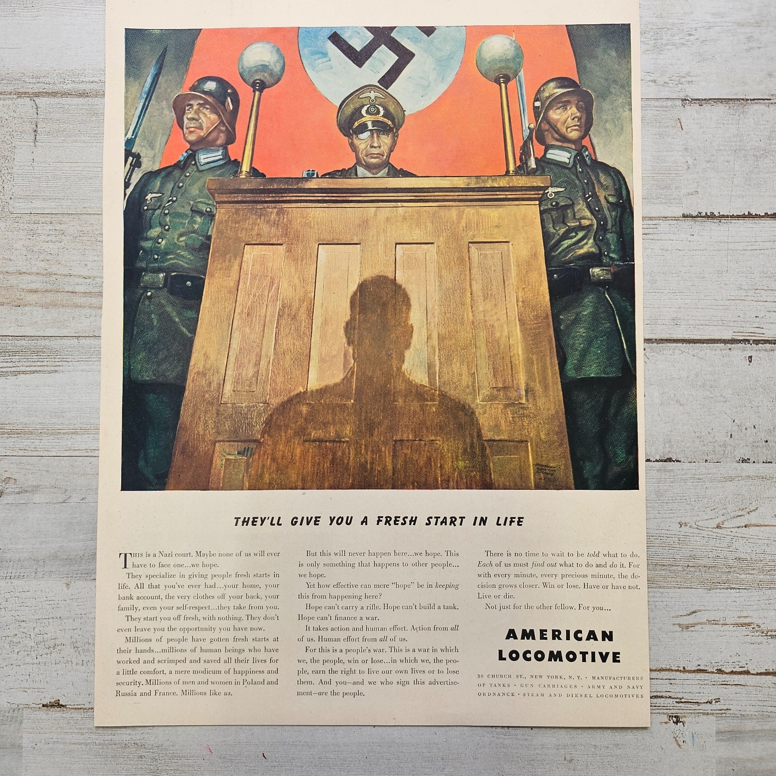 WWII Nazi Propaganda Ad American Locomotive “Fresh Start in Life” 1940s