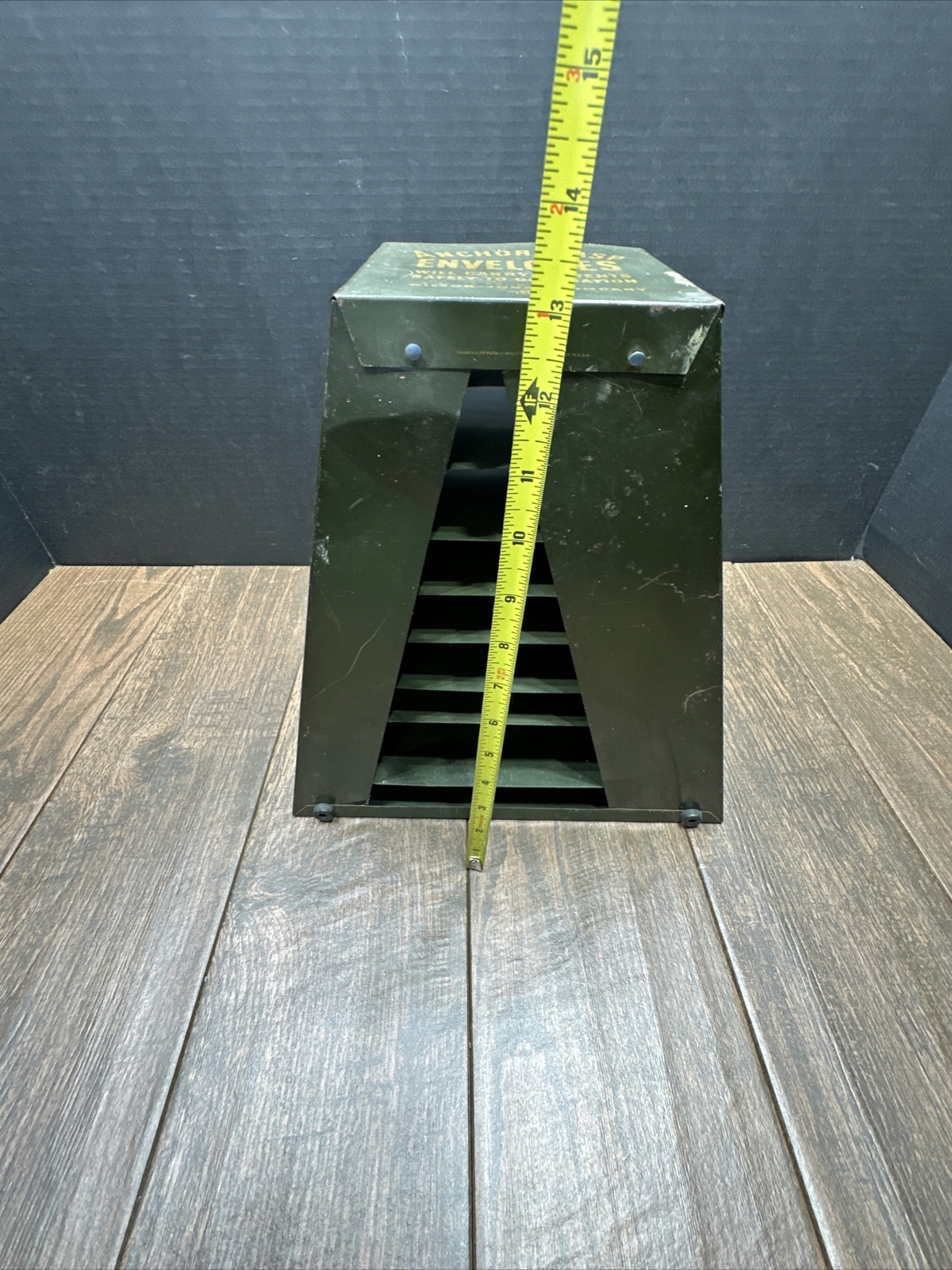 Wilson Jones Envelopes Green Metal Store Display Paper Sorter File Advertising