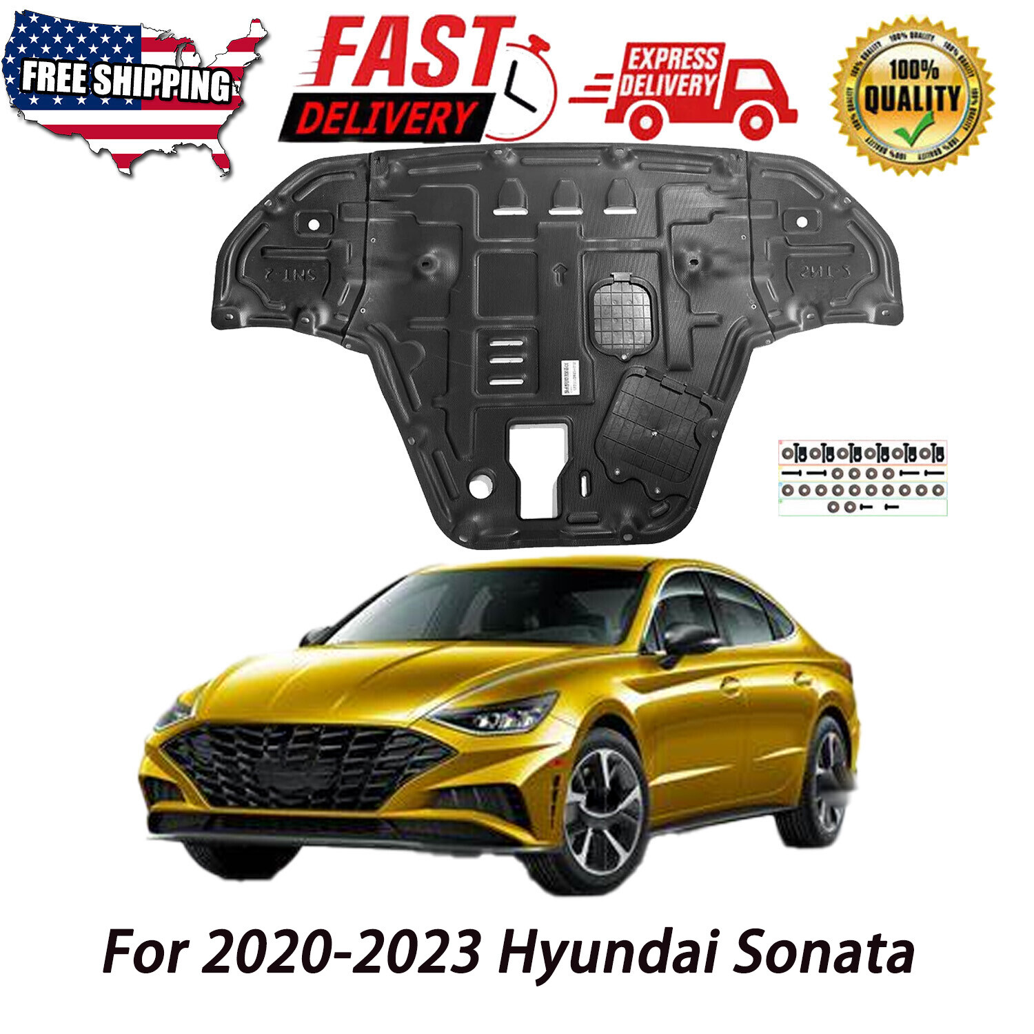 NEW Front Engine Under Cover Splash Shields FOR Hyundai Sonata 2020 2021 2022