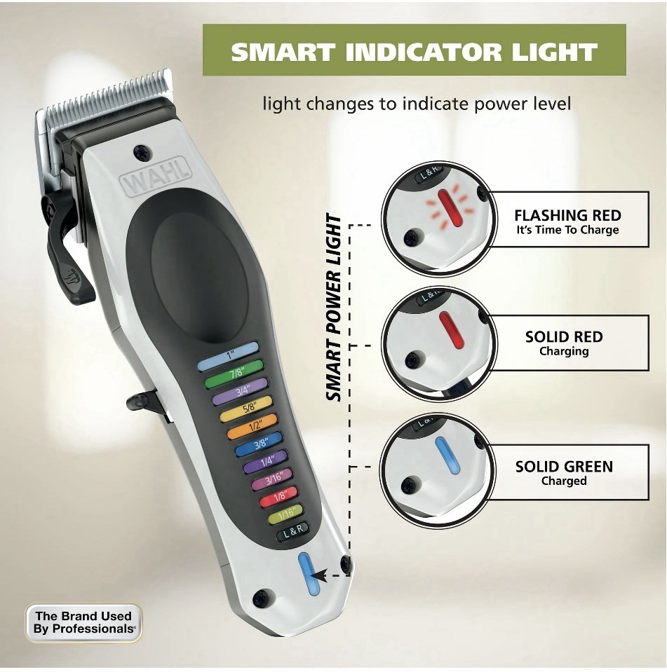 Wahl Color Pro Cordless Hair Clipper Rechargeable Color Coded Guide Haircut Kit
