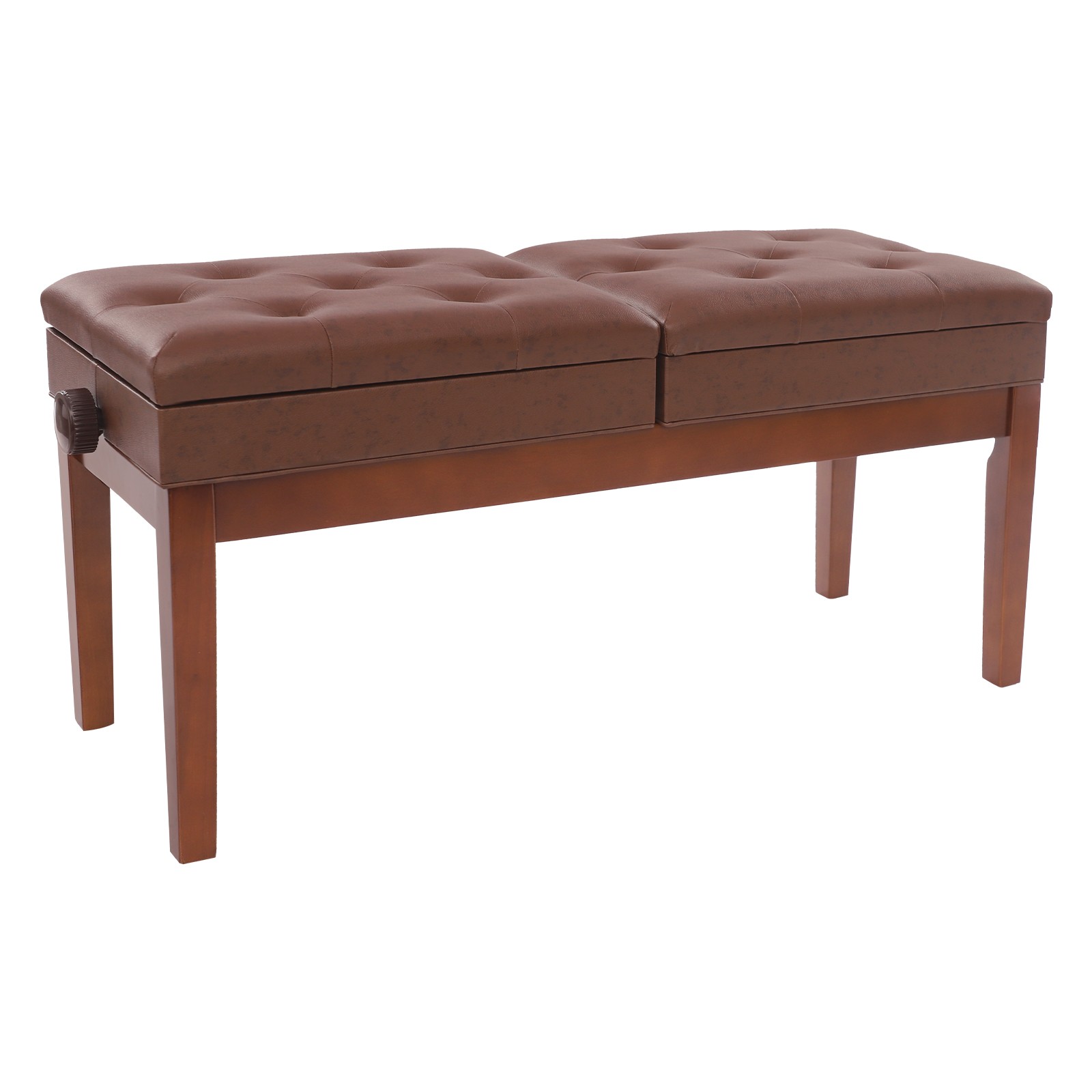 Double Seater Piano Bench Adjustable Duet Piano Bench Piano Bench w/Storage Box