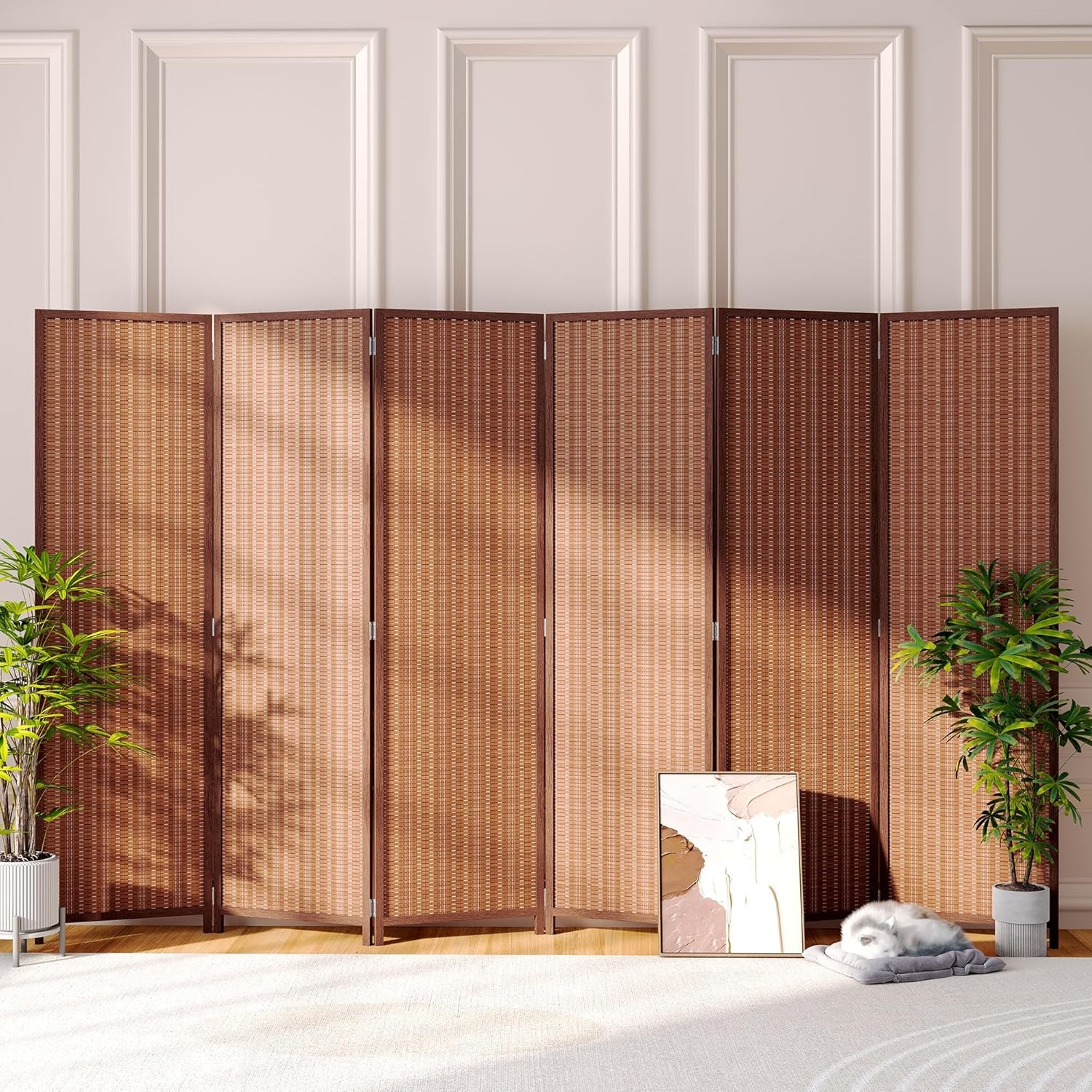 JOSTYLE 4/5/6 Panel Folding Privacy Screens 6ft Bamboo Freestanding Room Divider