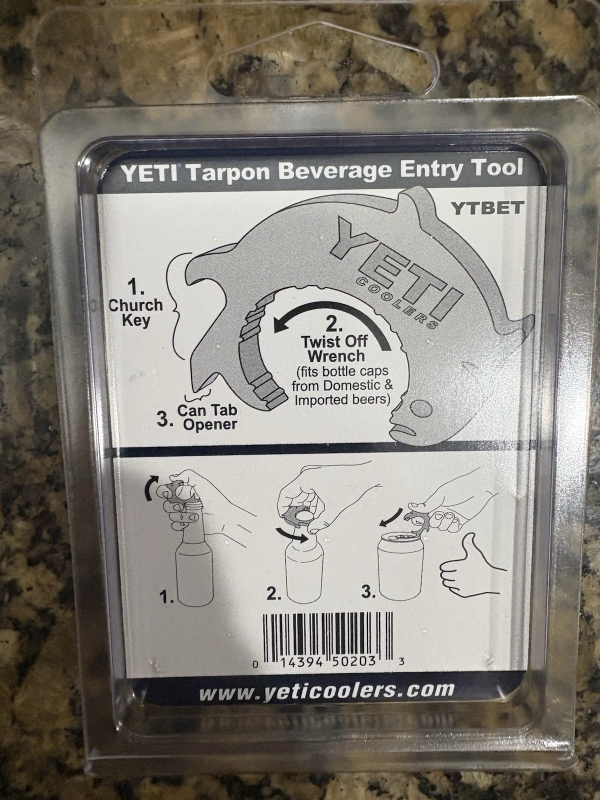 Yeti Tarpon Beverage Entry Tool Church Key Twist Off Can Tab Bottle Opener (New)