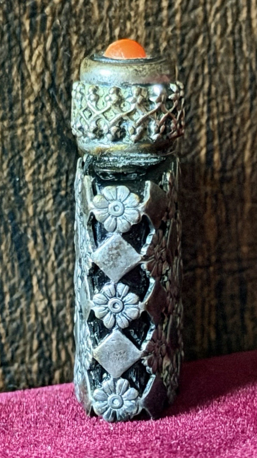 Vintage 1930s Miniature Perfume Bottle Sterling Silver Black Amethyst France