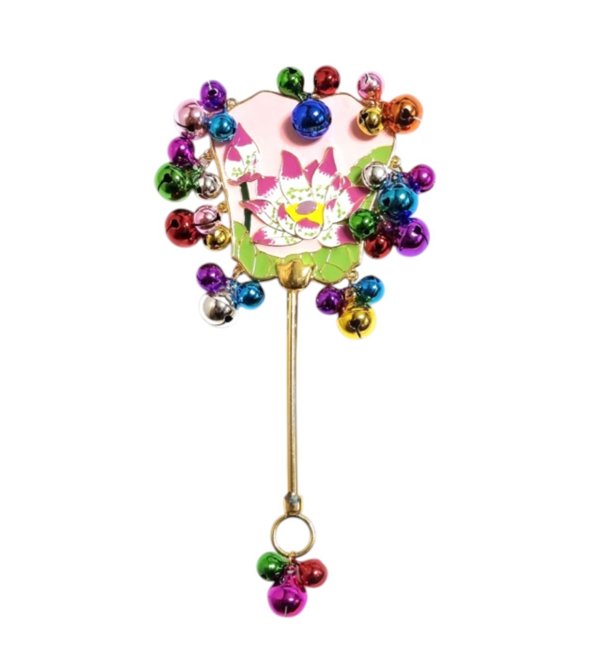 Korean Shaman [Mudang]  Dongja Flower  Drops Rattle Bell Occult Pink