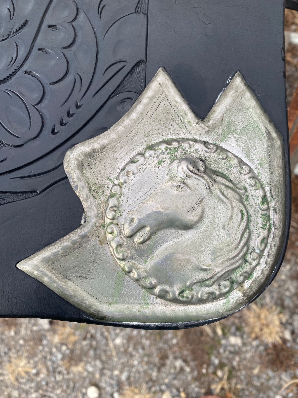 Vintage/Antique 13" youth Western parade saddle w/silver horse heads