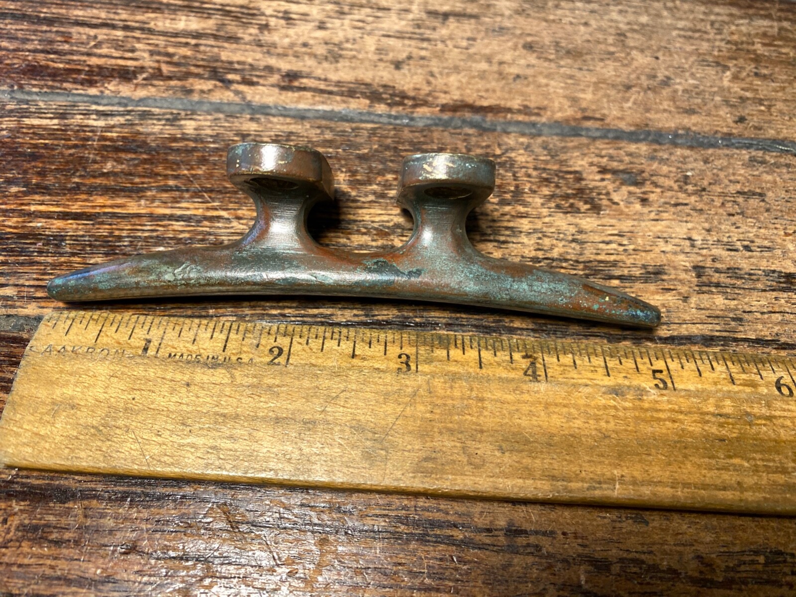 VINTAGE (ONE ONLY) CAST SOLID BRONZE, 5" CLEAT, DOOR HANDLE, PATINA!