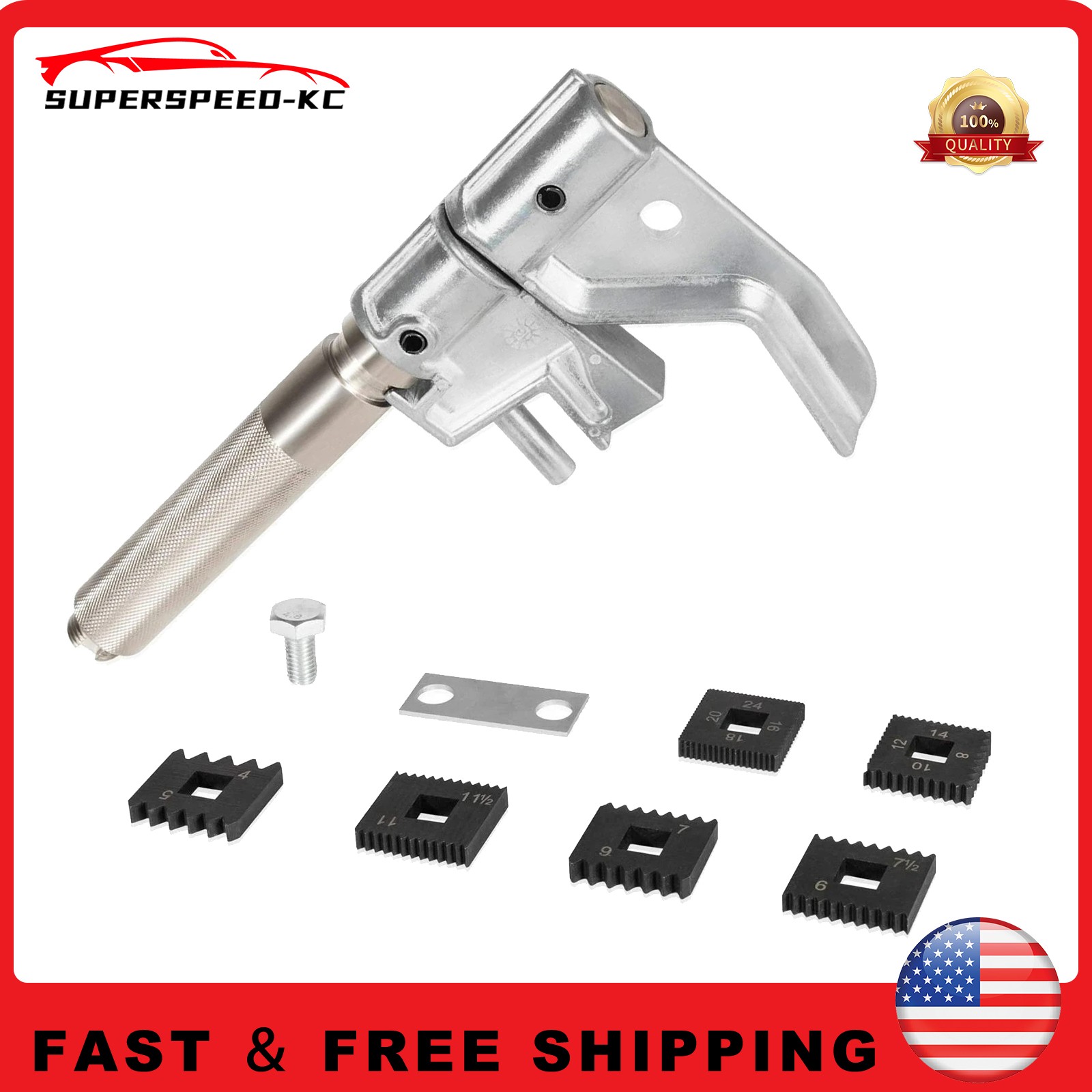 Universal Outside Thread Chaser with 6 Dies Use for 1-1/4” to 5” O.D 216884 US