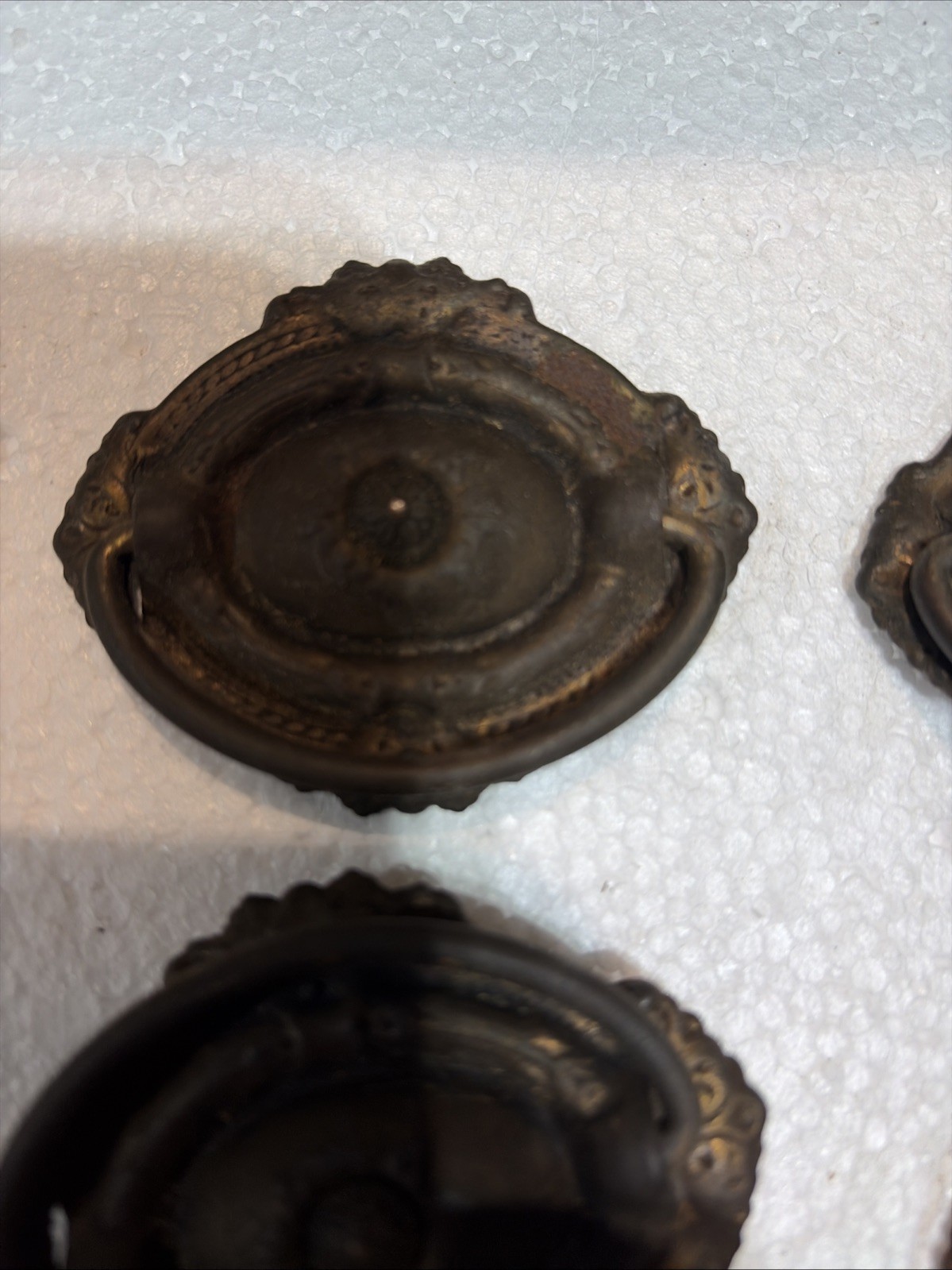 7 Vintage Metal Drop Pulls From Old Desk Ornate (storage4)