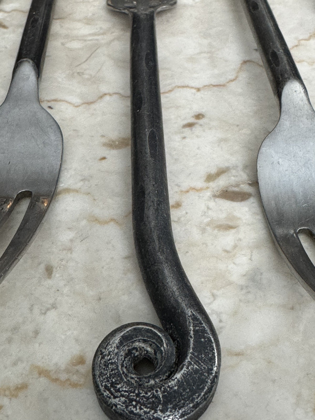 Set of 14 forks POTTERY BARN FIDDLEHEAD Black Iron Stainless Steel Flatware