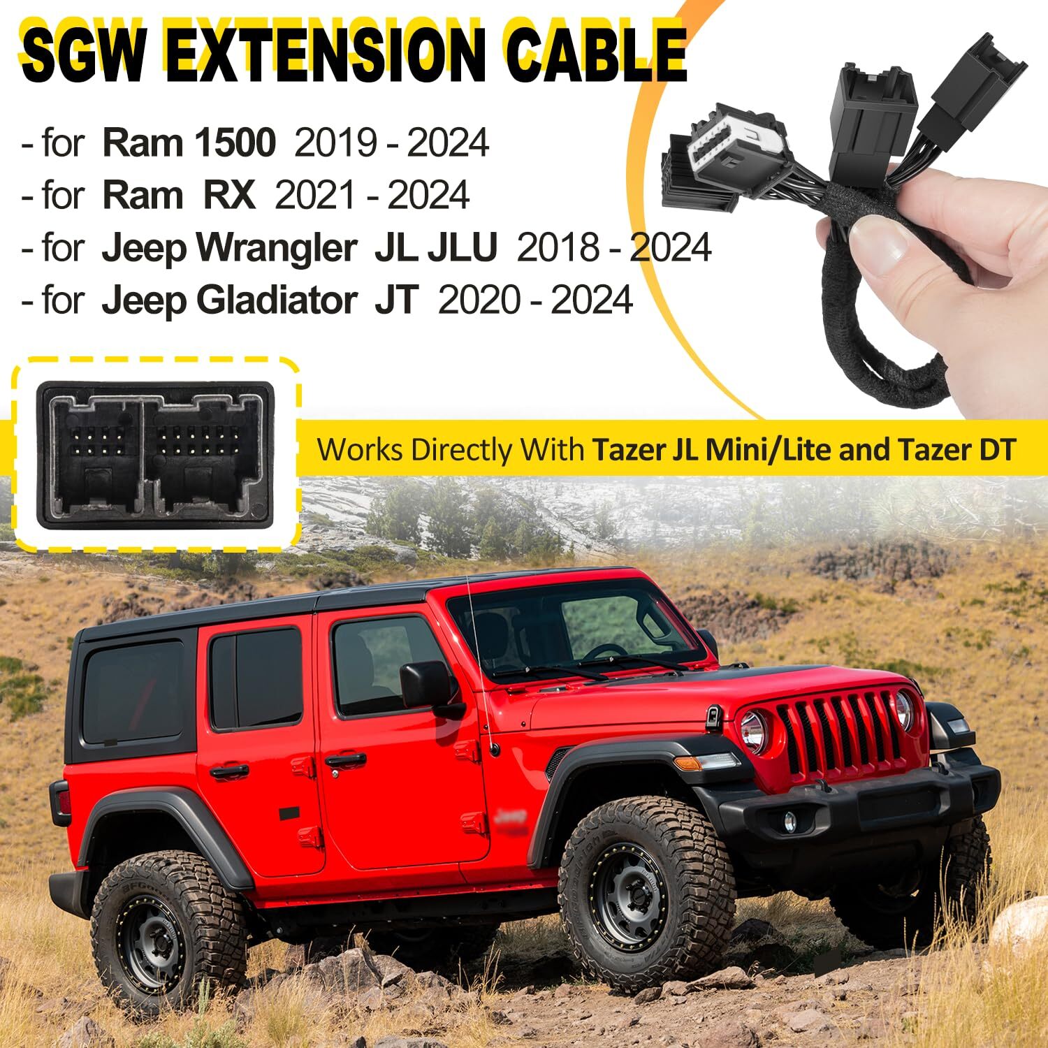 SGW Extension Cable for Tazer JL DT For Jeep Wrangler Gladiator for Ram 1500 TRX