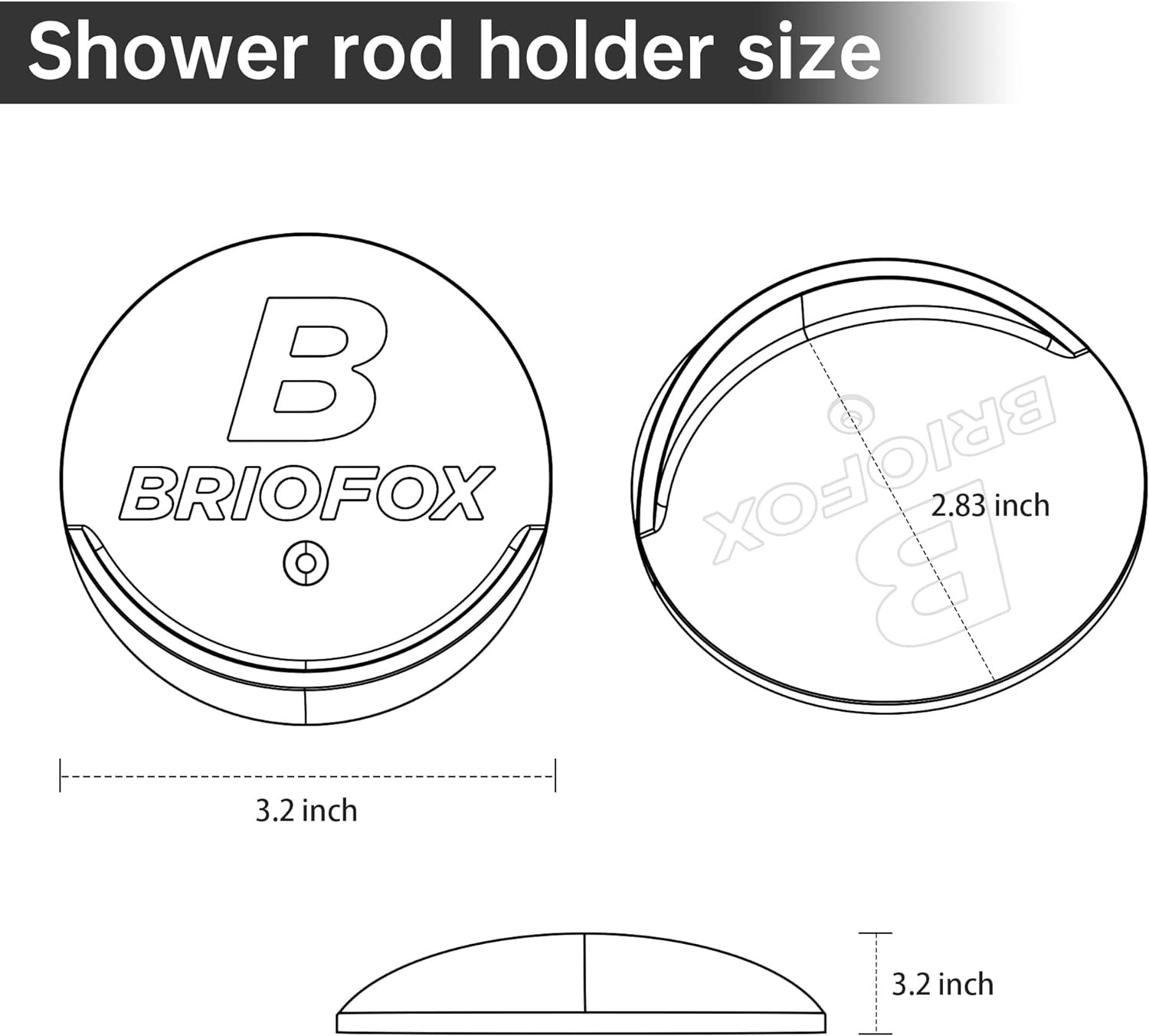 2 Pack Shower Curtain Rod Holder 3M Adhesive Waterproof 60 lbs, Nickel