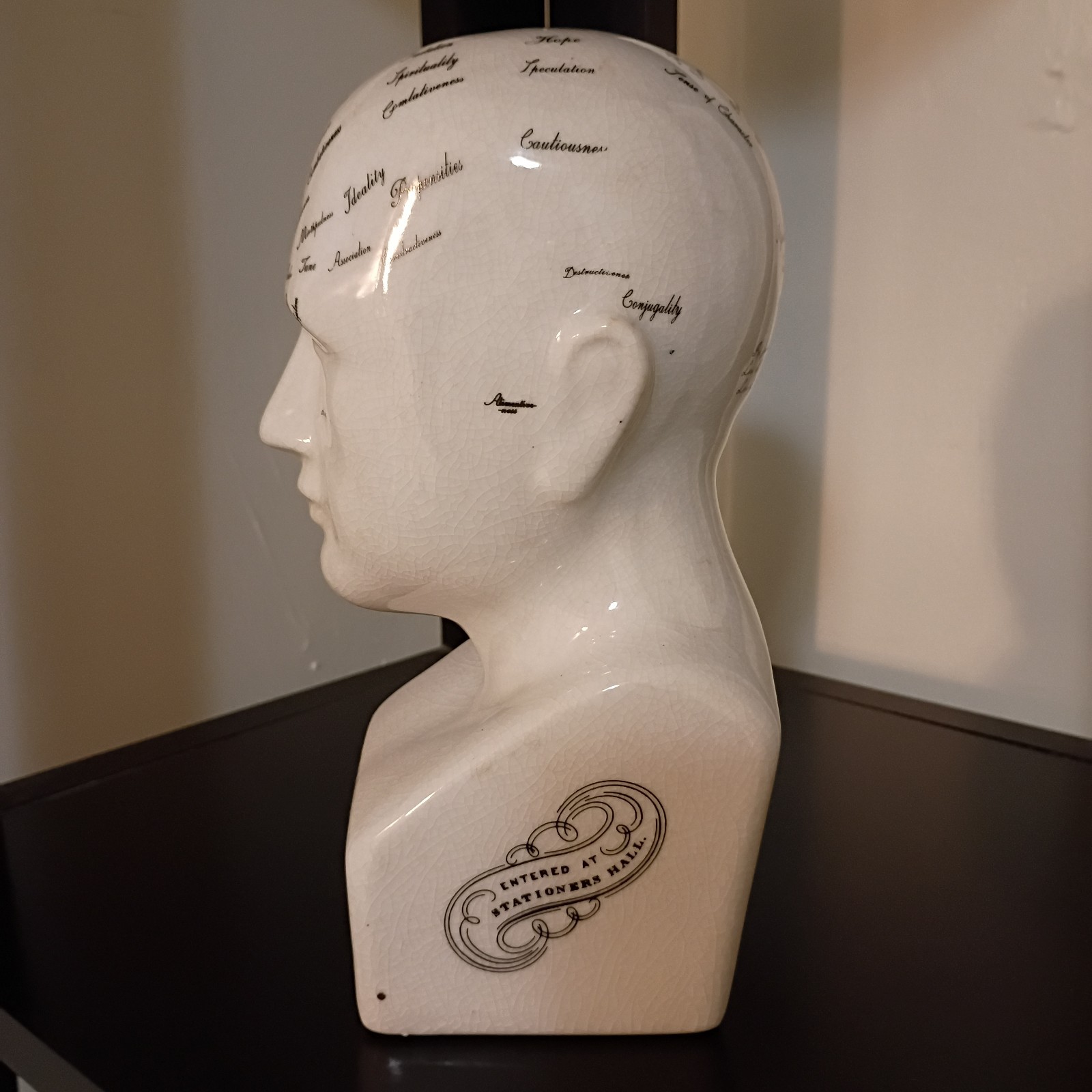 Porcelain L.N. Fowler Phrenology Scientific Psychology 8” Bust Head