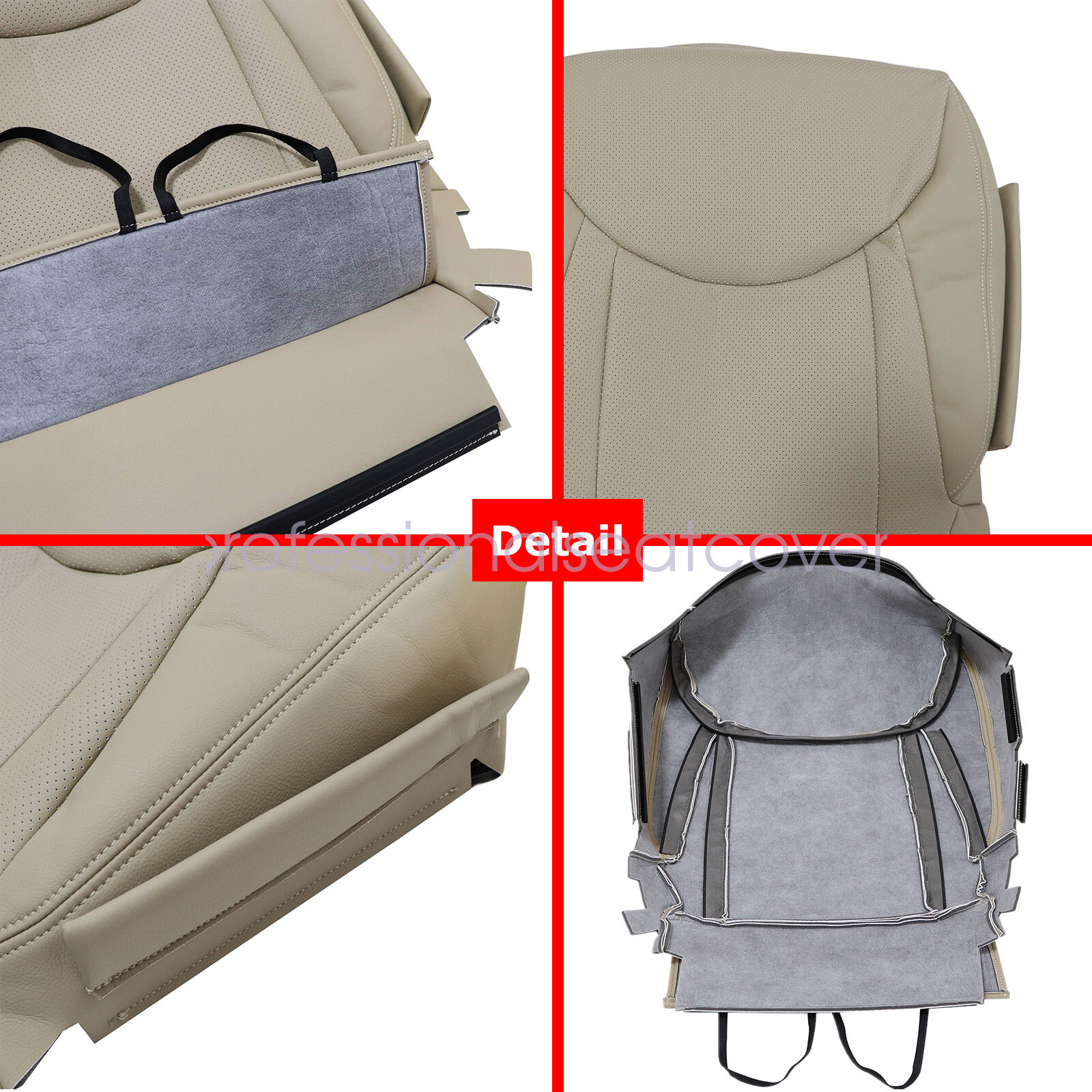 Driver & Passenger Leather Seat Cover Tan For 2001 to 2006 Lexus LS430