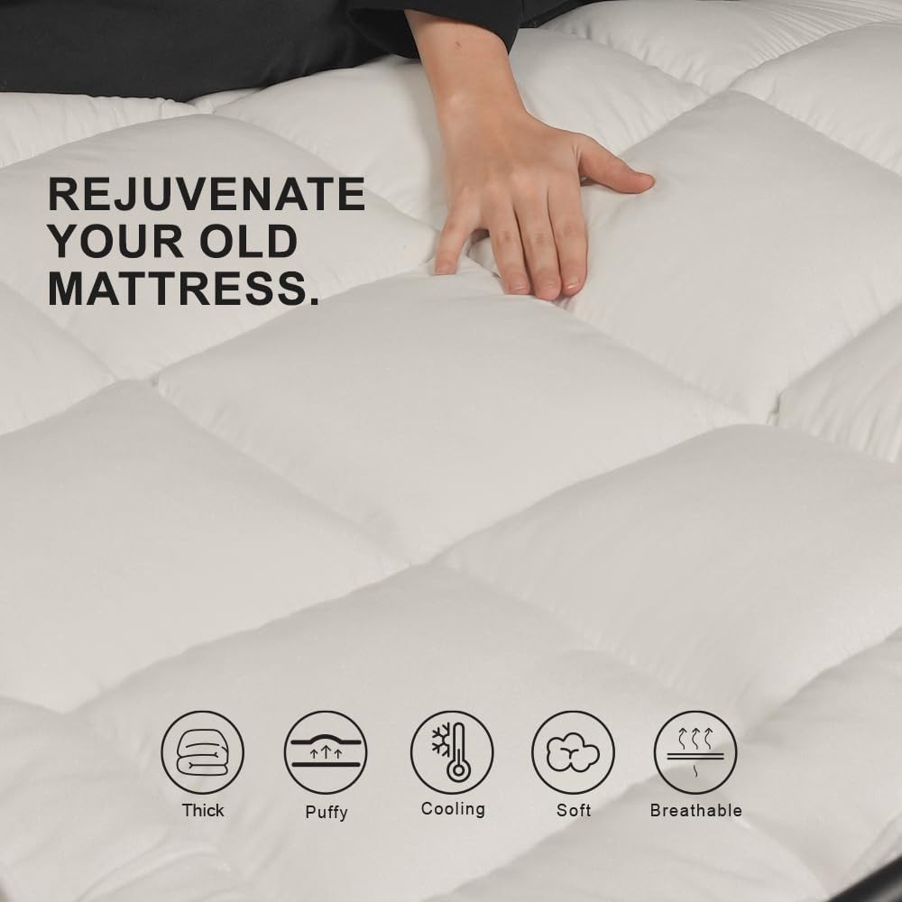Extra Thick Mattress Topper 10cm/4 Inch Bounce Back Protectors Heavy Filling