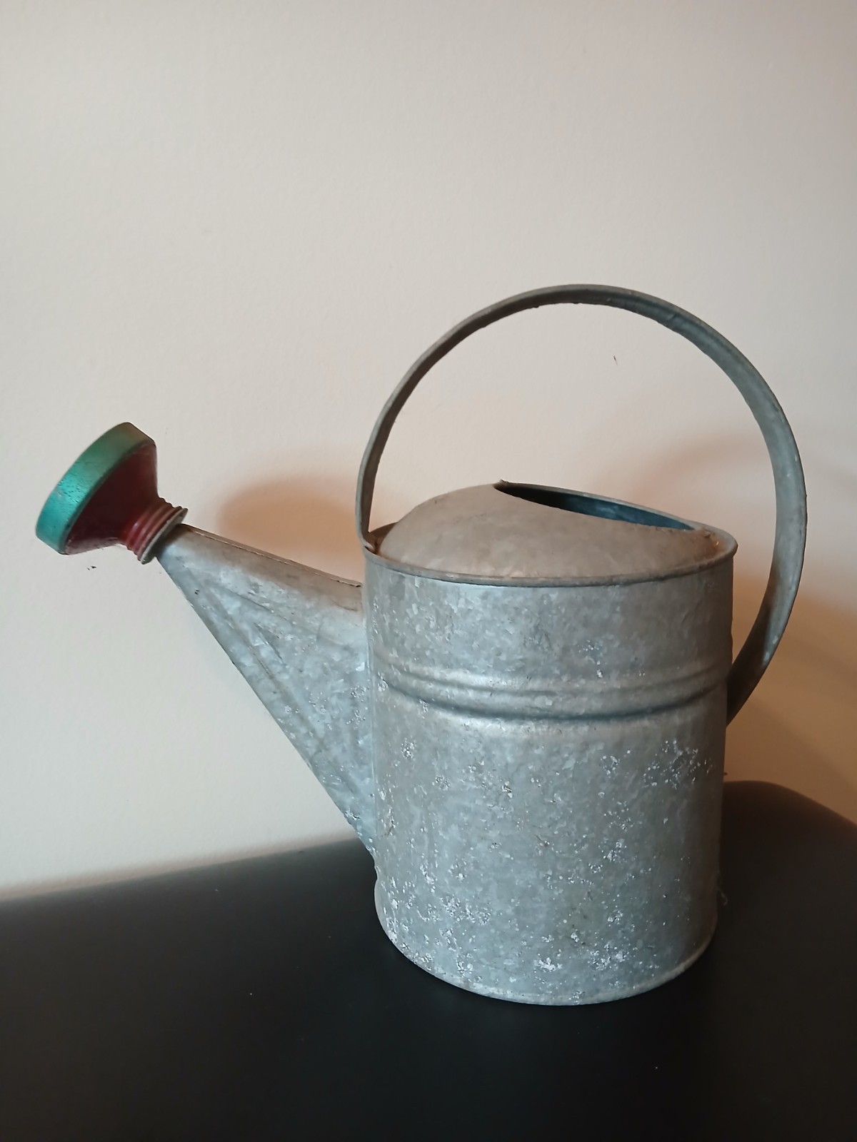 Vintage Wheeling 6 Qt Galvanized Watering Can with Sprinkler Head