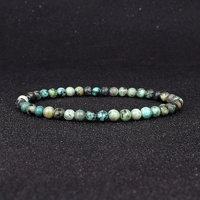 African Turquoise Stone 4mm Beaded Bracelet Healing Chakra Stretch 7'' Bracelet