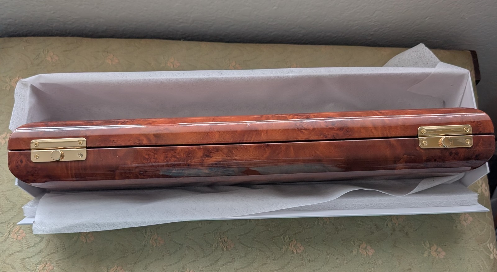 Wiseman Of London Flute Case. Burr Wood. C/B Foot W/Box