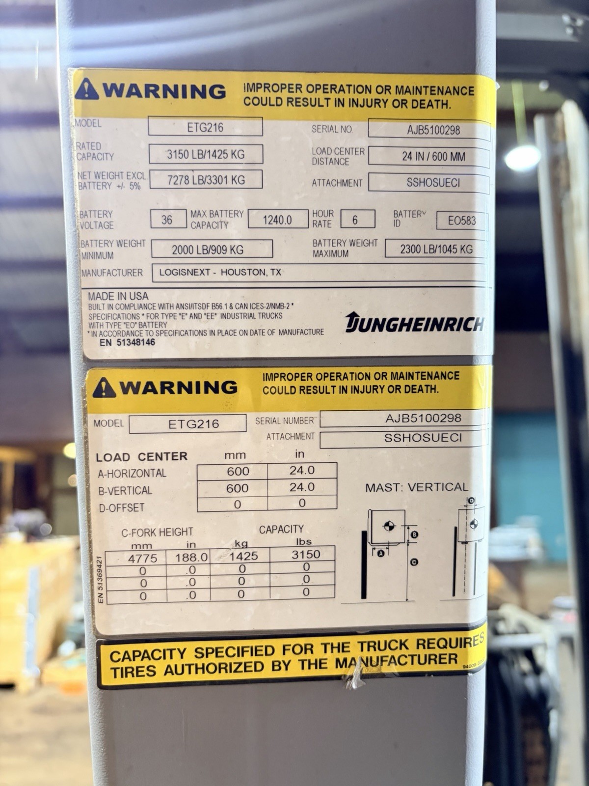 Jungheinrich ETG216 Electric Forklift