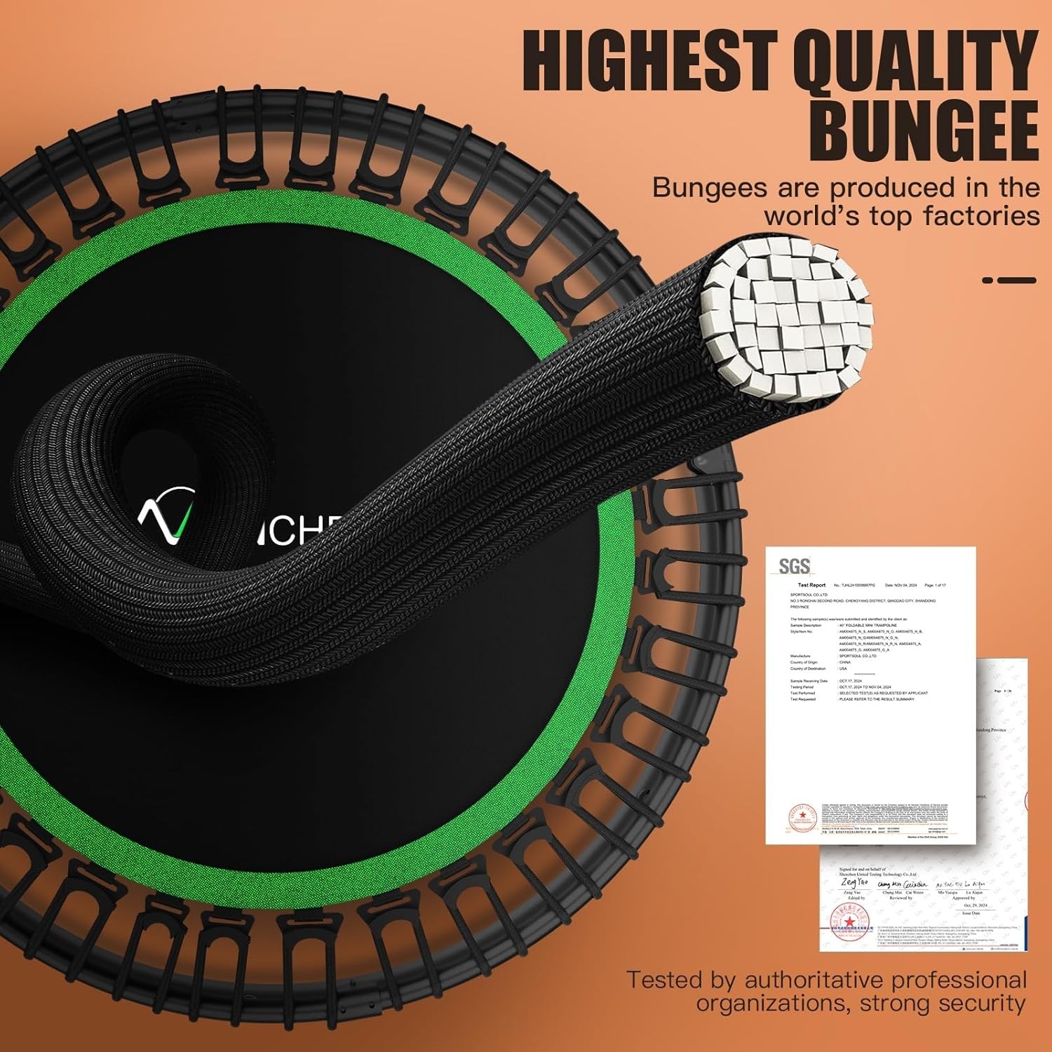 40" Foldable Mini Trampoline with Bungees, Fitness Trampoline Max Load 450lbs US