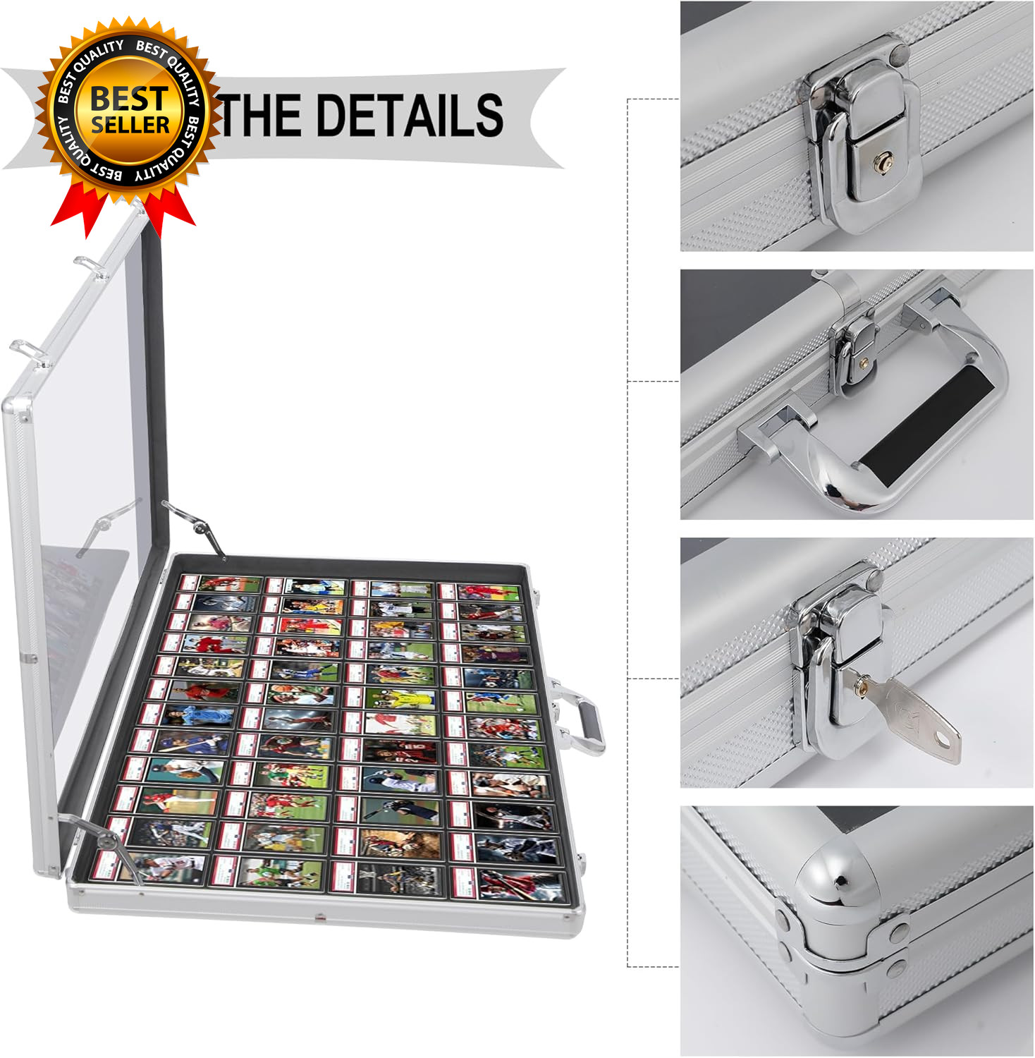 Aluminum Glass Display Case for Cards XL Large Table Top Display Case with Lock