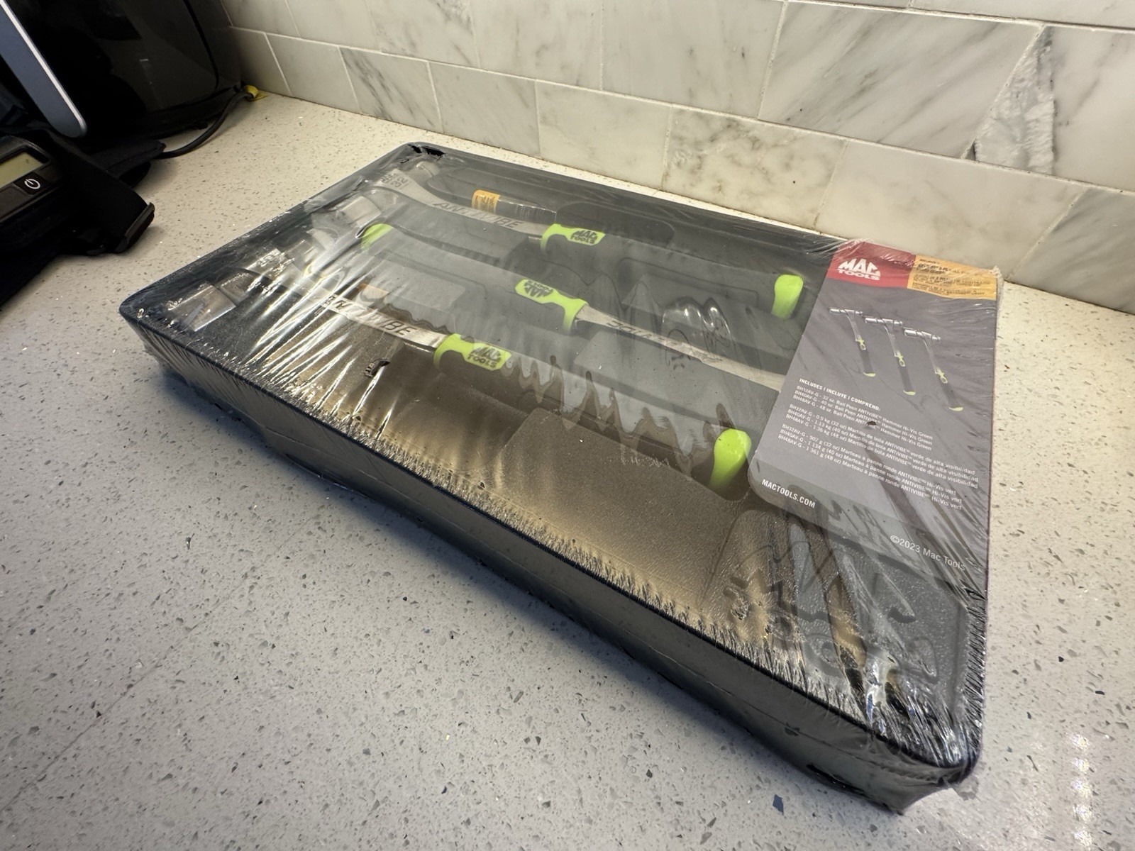 Mac Tools BH3AVS-3 Green Heavy Hitter AntiVibe 3-Piece Ball Peen Hammer Set NEW