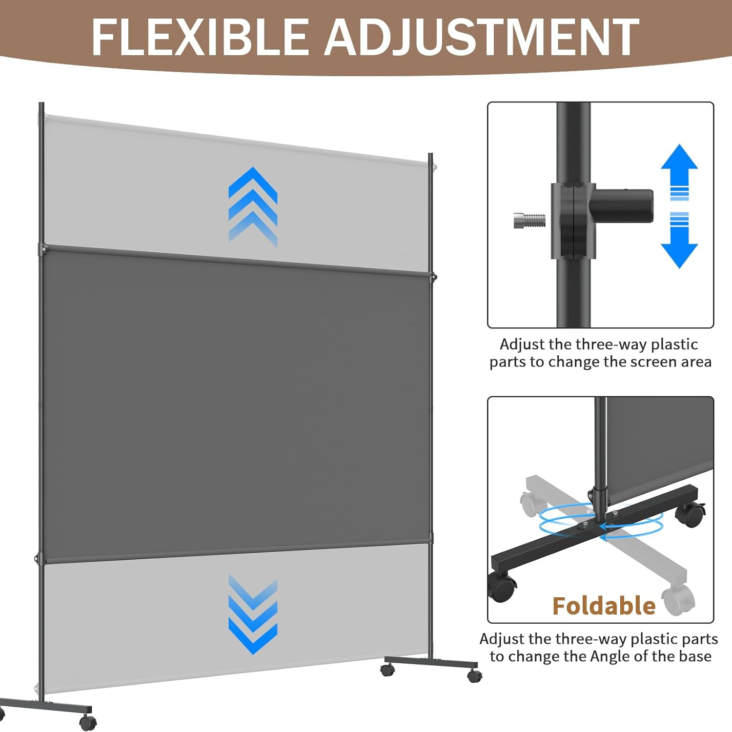Single Panel Room Divider/Privacy Screen with Caster Wheels and Brakes - Stylish