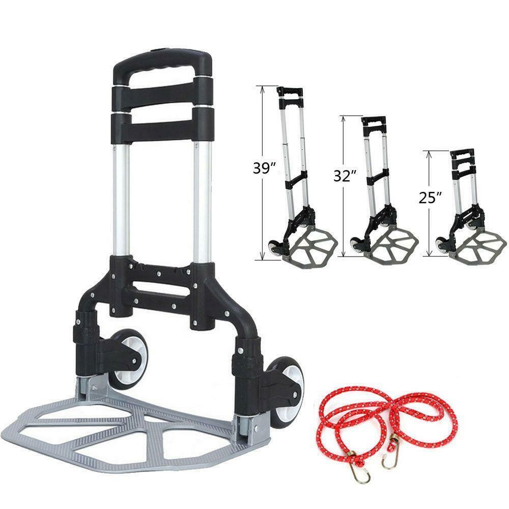 Cart Folding Dolly Push Truck Hand Trolley Luggage Aluminium Bungee Cord New