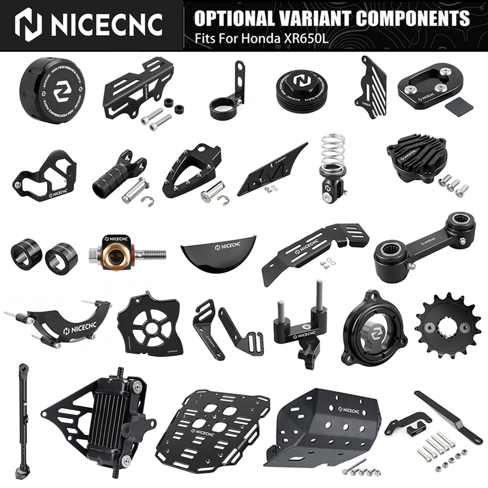 NICECNC Fairings Body Kit Foot Peg Chain Cover For Honda XR650L 1993-2025 Black