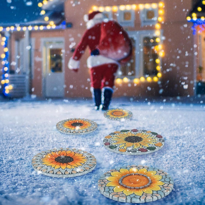 3PCS Sunflower Stepping Stone, 10in Decorative Garden Step Stone for Yard, Patio