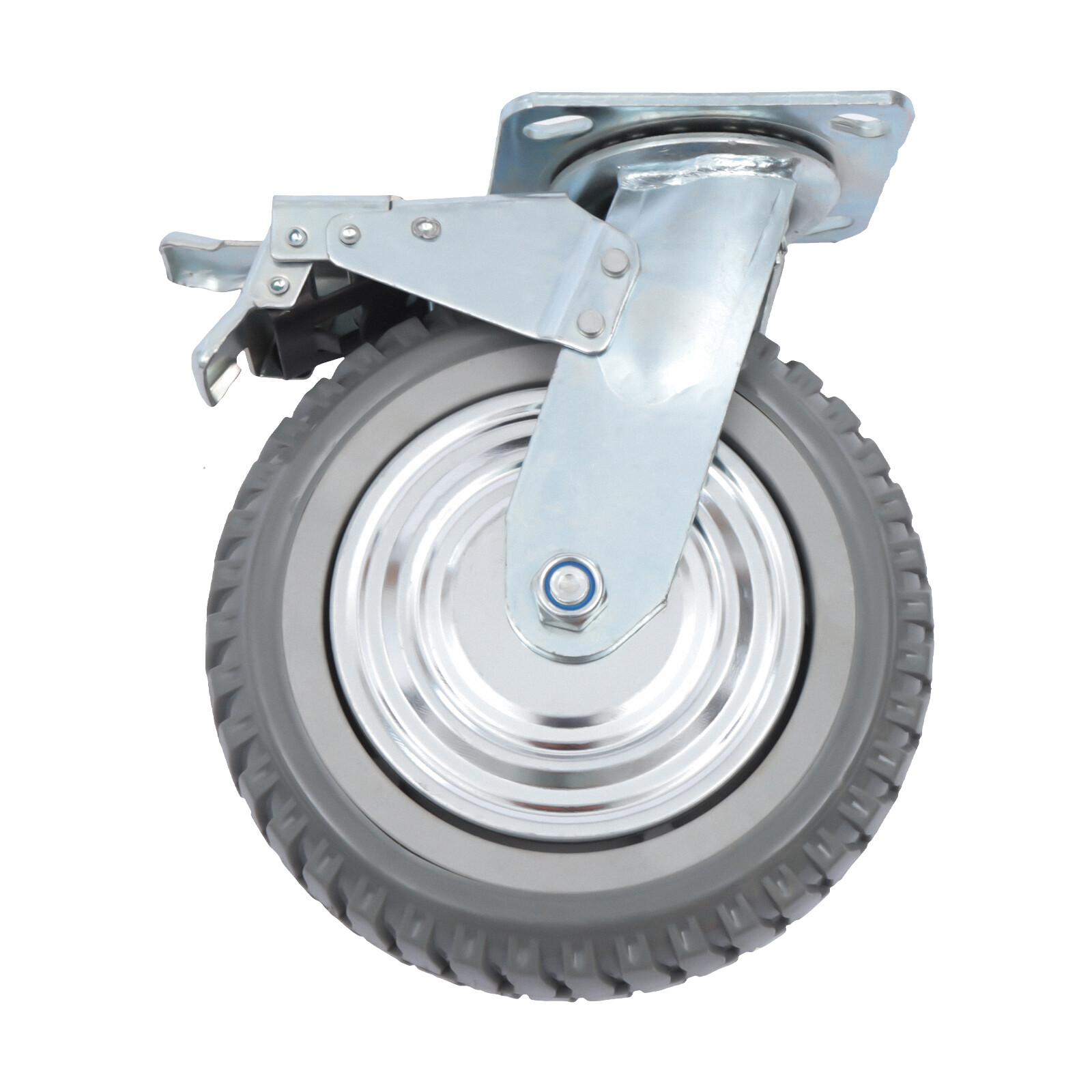 4PCs 8 inch Dustproof Handling Wheels Fixed+Brake Heavy Duty Solid Caster Wheels