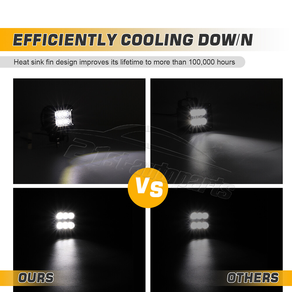 2024 For Polaris Ranger 570 900 1000 52" LED Bar+Pod Light Front&Rear Roof Mount