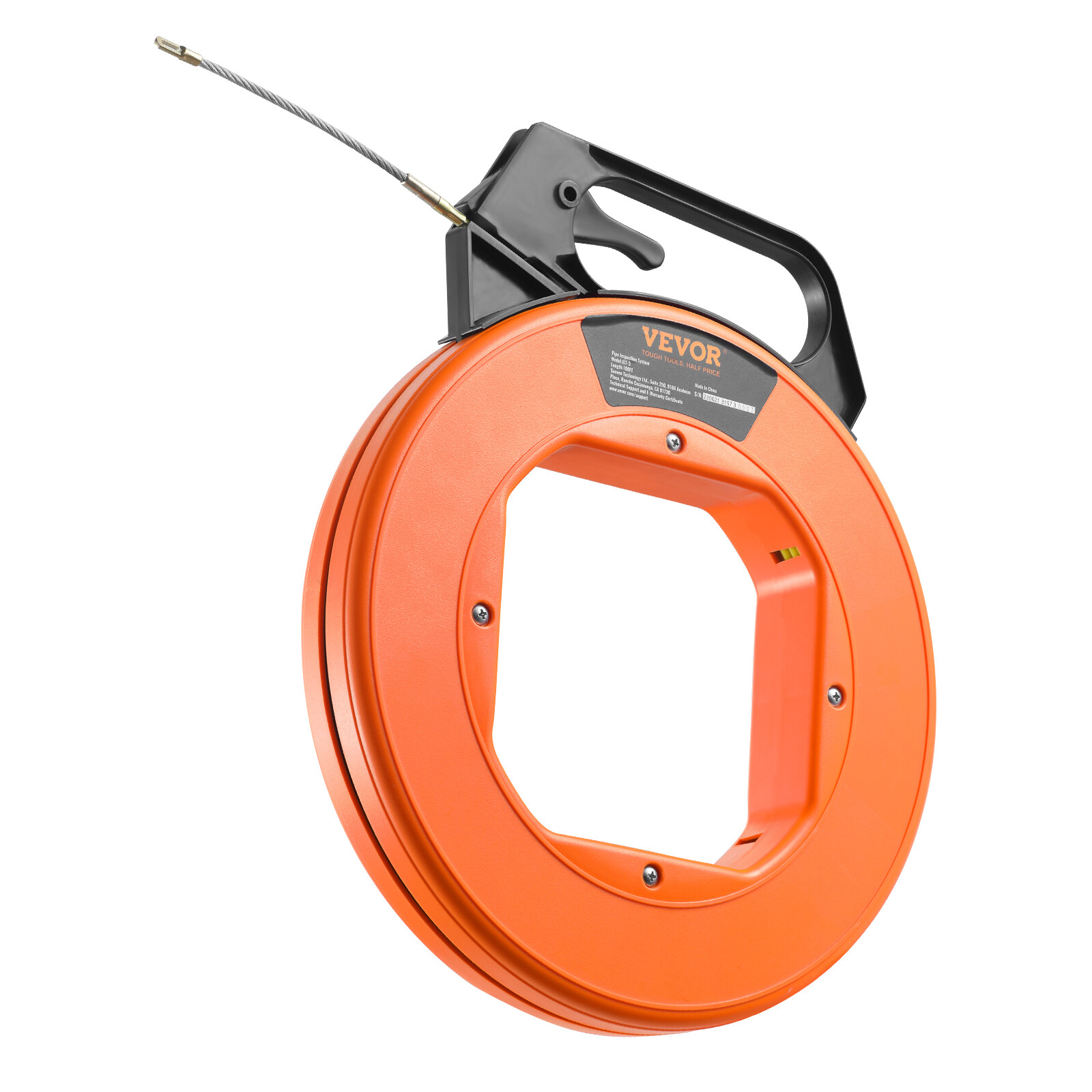 VEVOR Fish Tape Wire Cable Line Puller 100ft 3/16in Fiberglass High Plastic Case