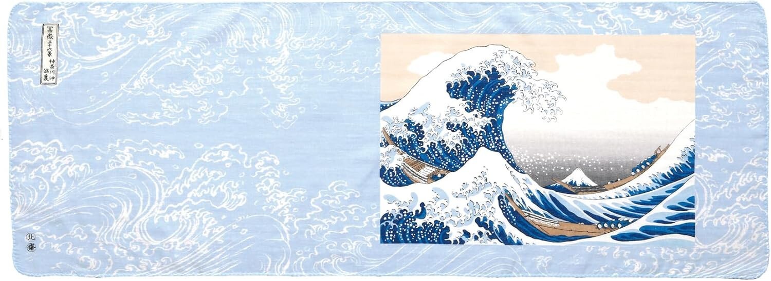 Japanese Tenugui Tapestry Cotton Hand Towel Bento Cloth Hokusai Ukiyoe WAVE FUJI