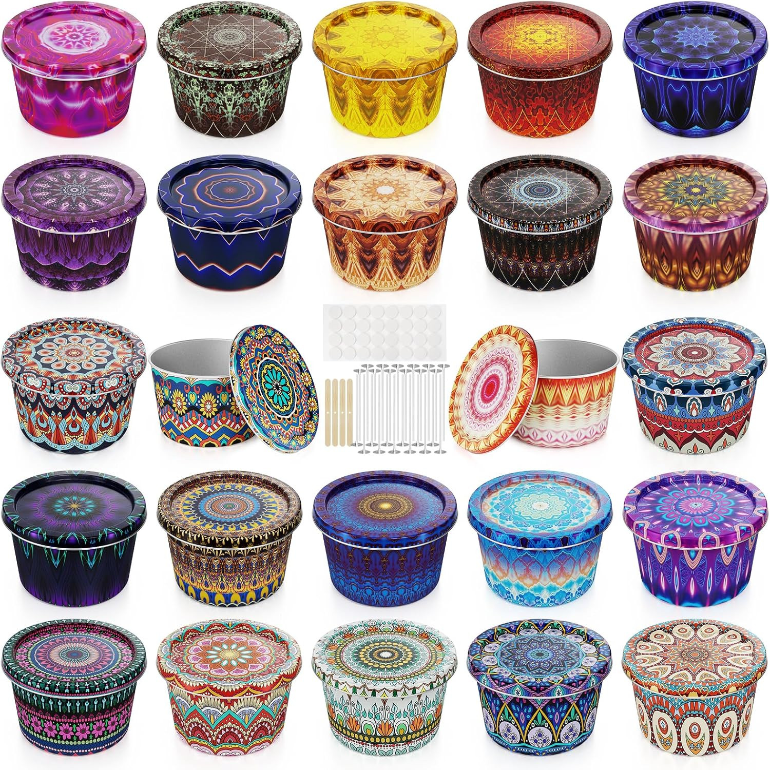 24 Pack Empty Candle Tins 2.2 Oz Metal Containers with Lids for Candle Making