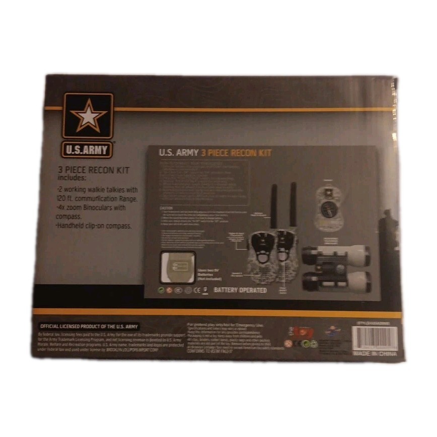 U.S Army 3 Piece recon kit 2 Walke TalkiesBinoculars And Compass Official Lic.